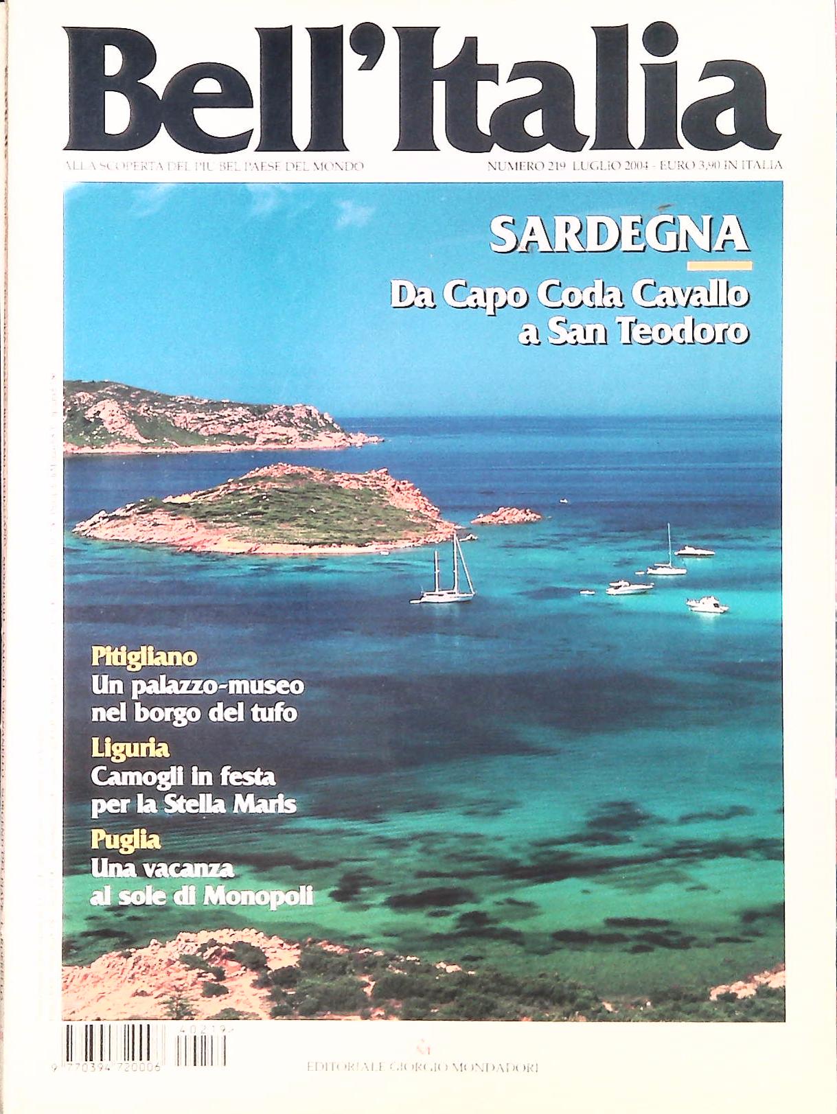 BELL'ITALIA N. 219 - LUGLIO 2004 - SARDEGNA DA CAPO CODA CAVALO A SAN TEODORO
