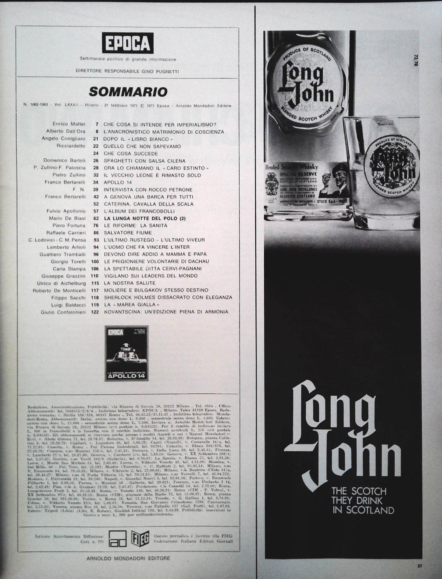 EPOCA 21 FEBBRAIO 1971