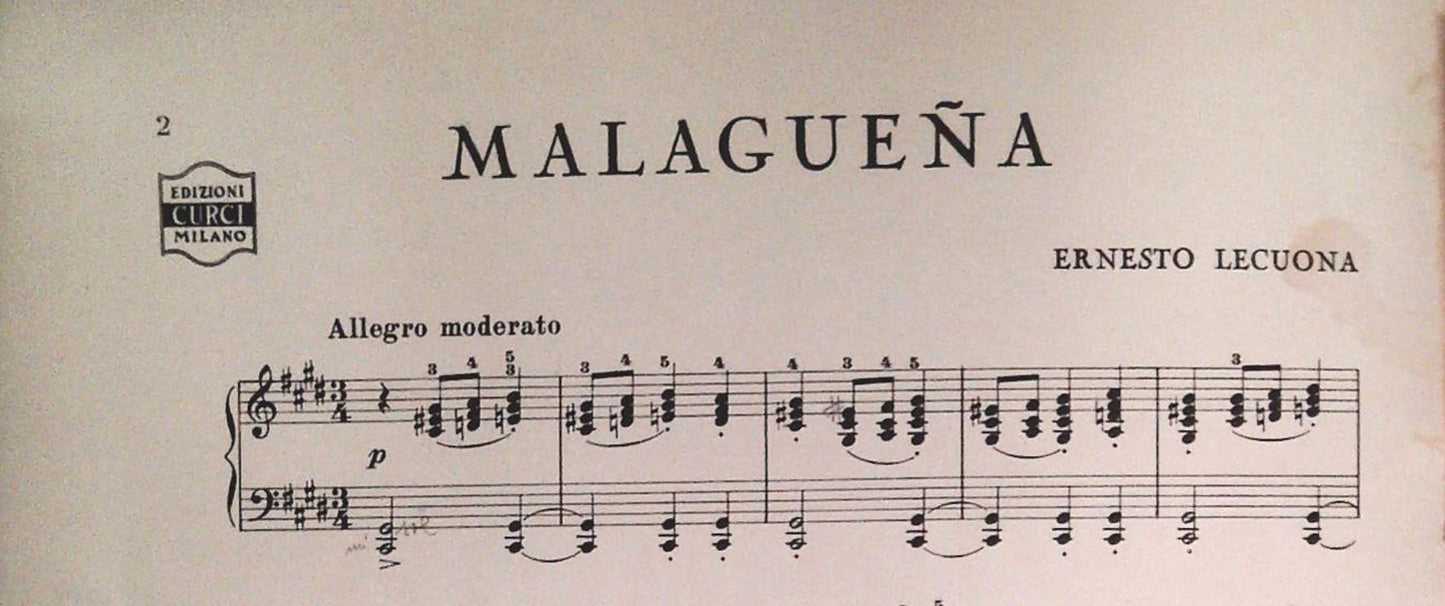MALAGUENA - ERNESTO LECUONA - SPARTITO