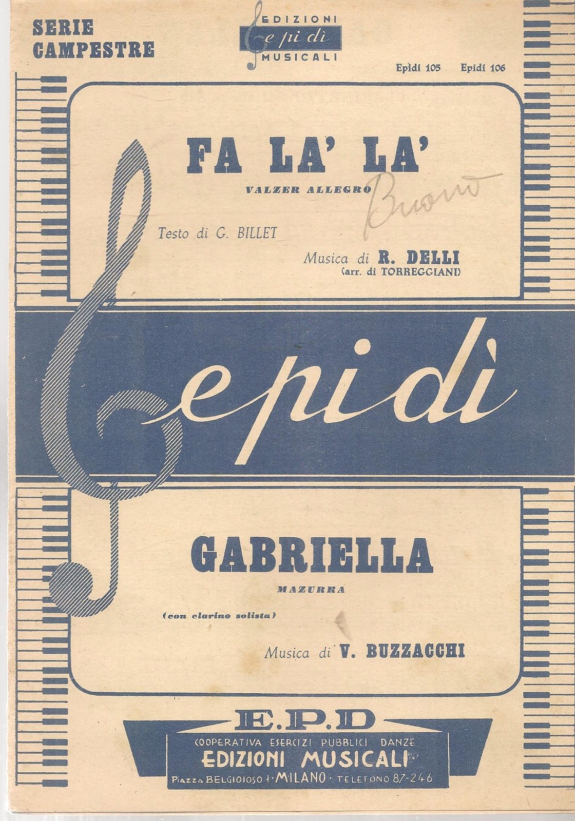 FA LA LA'.valzer allegro - GABRIELLA.mazurka -SPARTITO-SHEET MUSIC