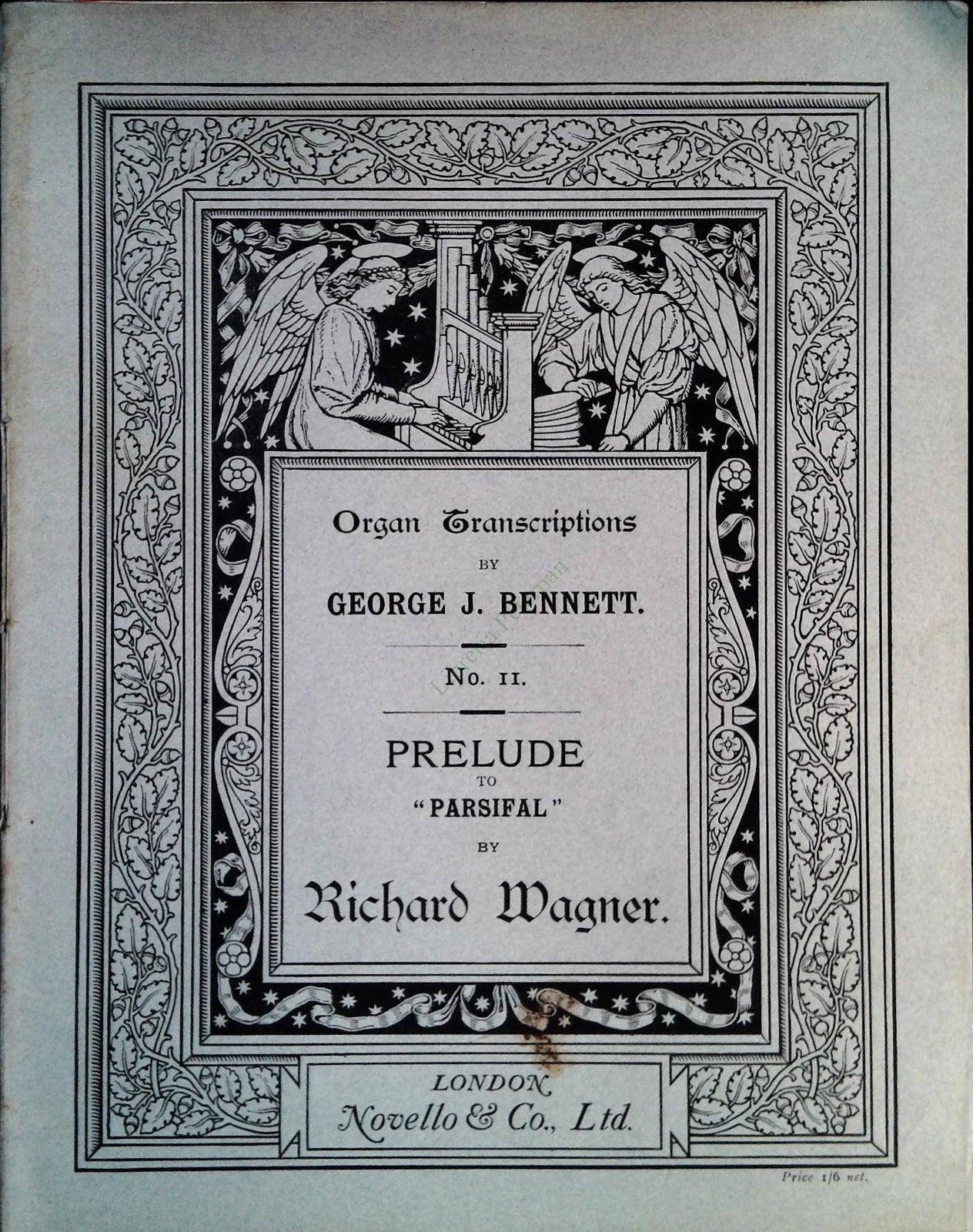 PRELUDE TO PARSIFAL WAGNER-ORGAN TRANSCRIPTIONS BY GEORGE J. BENNETT-SHEET MUSIC