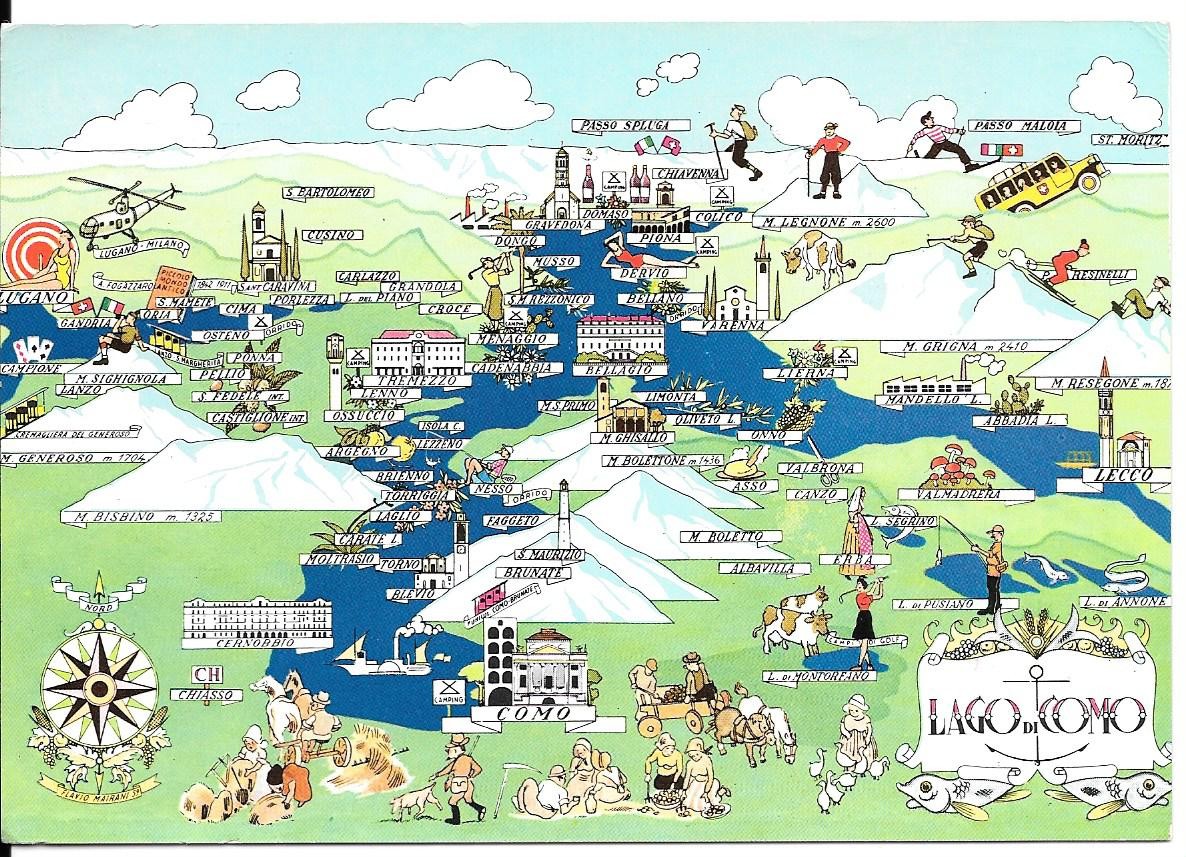 LAGO DI COMO - CARTINA GEOGRAFICA - NV