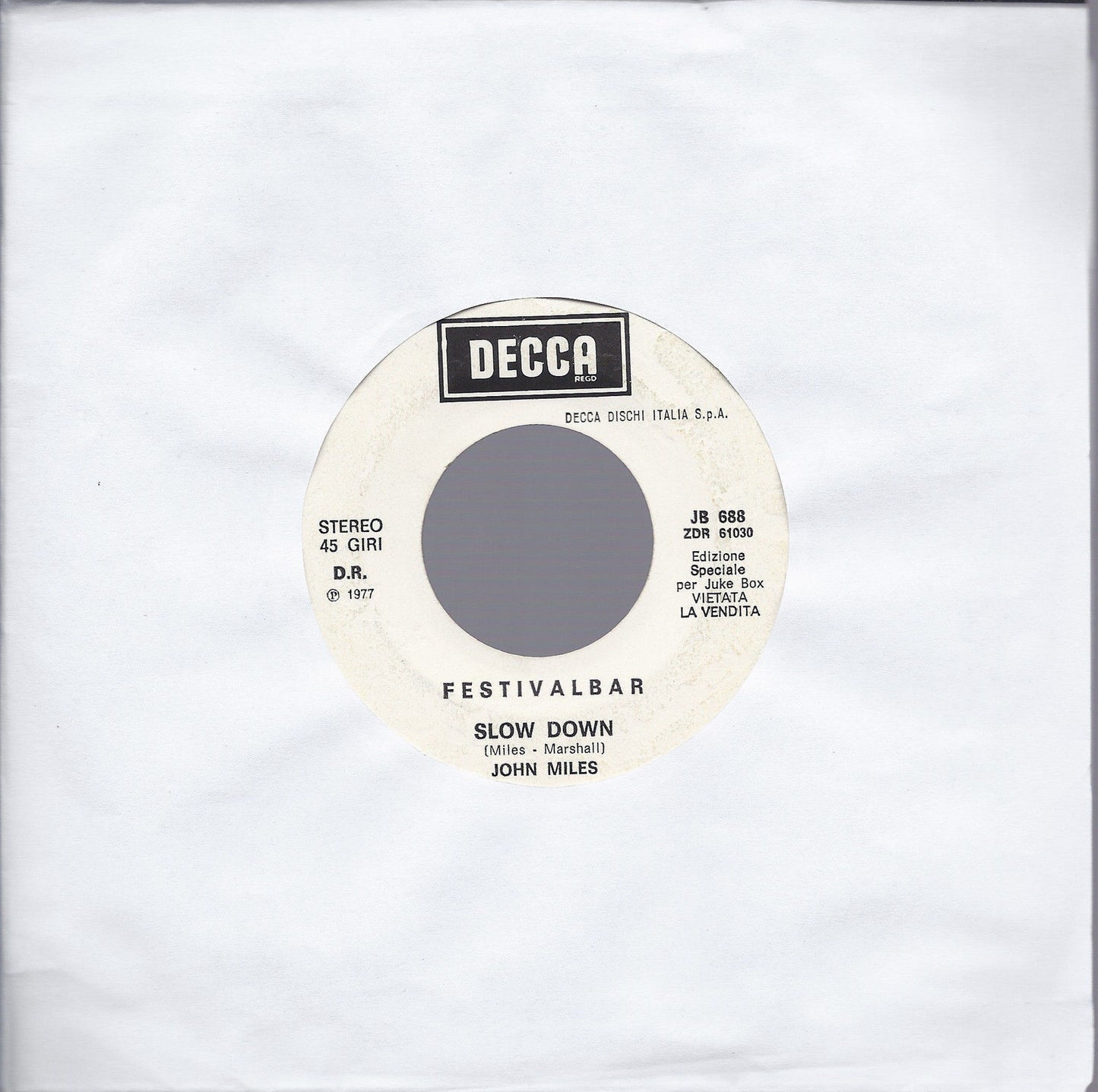 SLOW DOWN # JOHN MILES = MALEDENTRO # TOMBSTONES - Ed. Juke Box