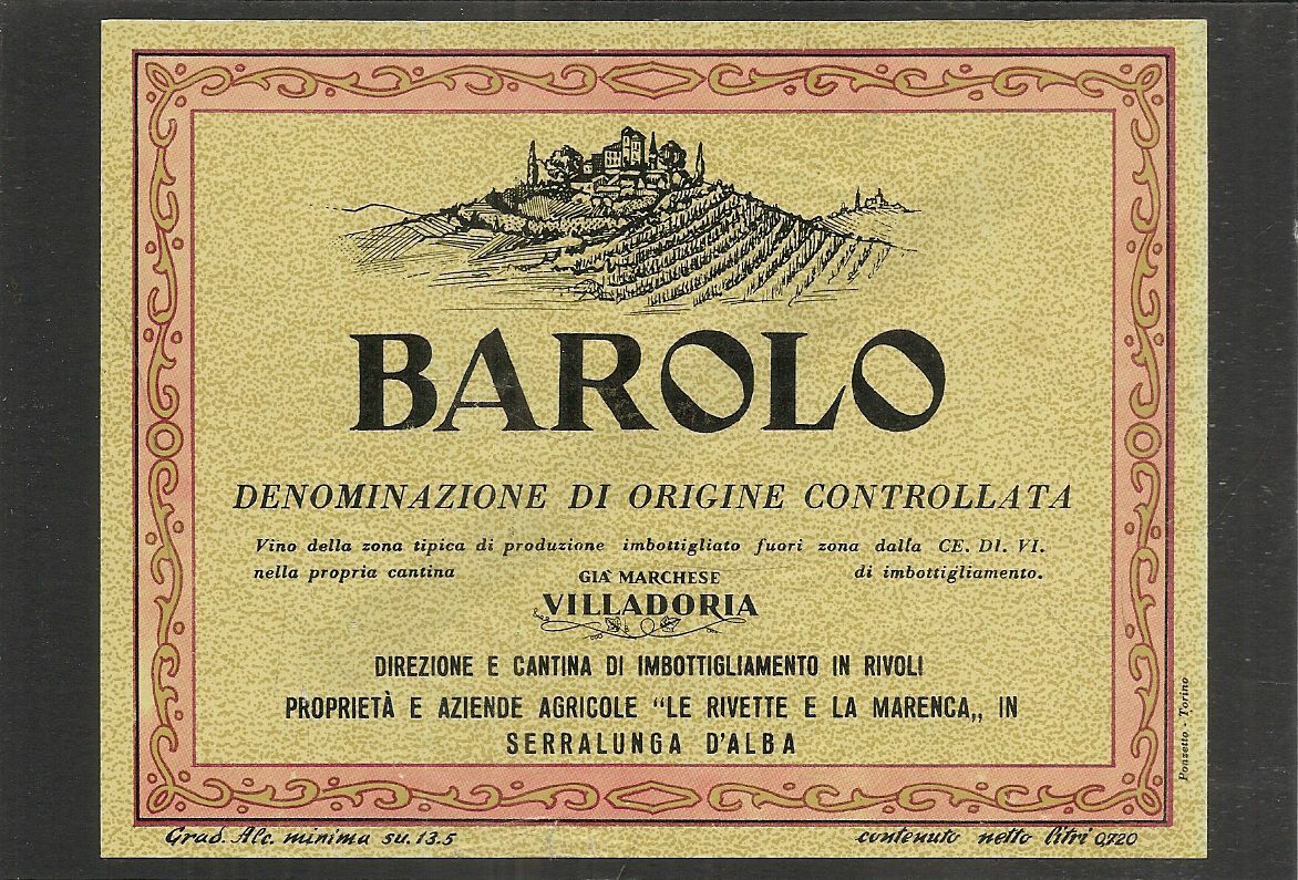 BAROLO - VILLADORIA LE RIVETTE E LA MARENCA - ETICHETTA VINO