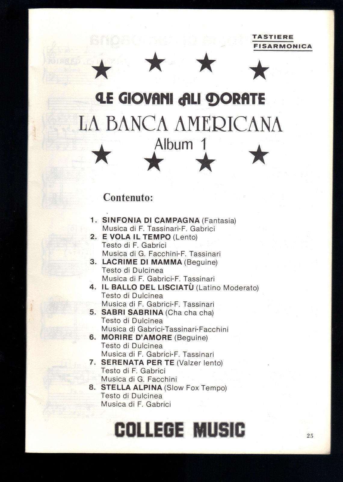 LA BANCA AMERICANA - LE GIOVANI ALI DORATE - 8 BRANI # SPARTITO - TASTIERE, FISA