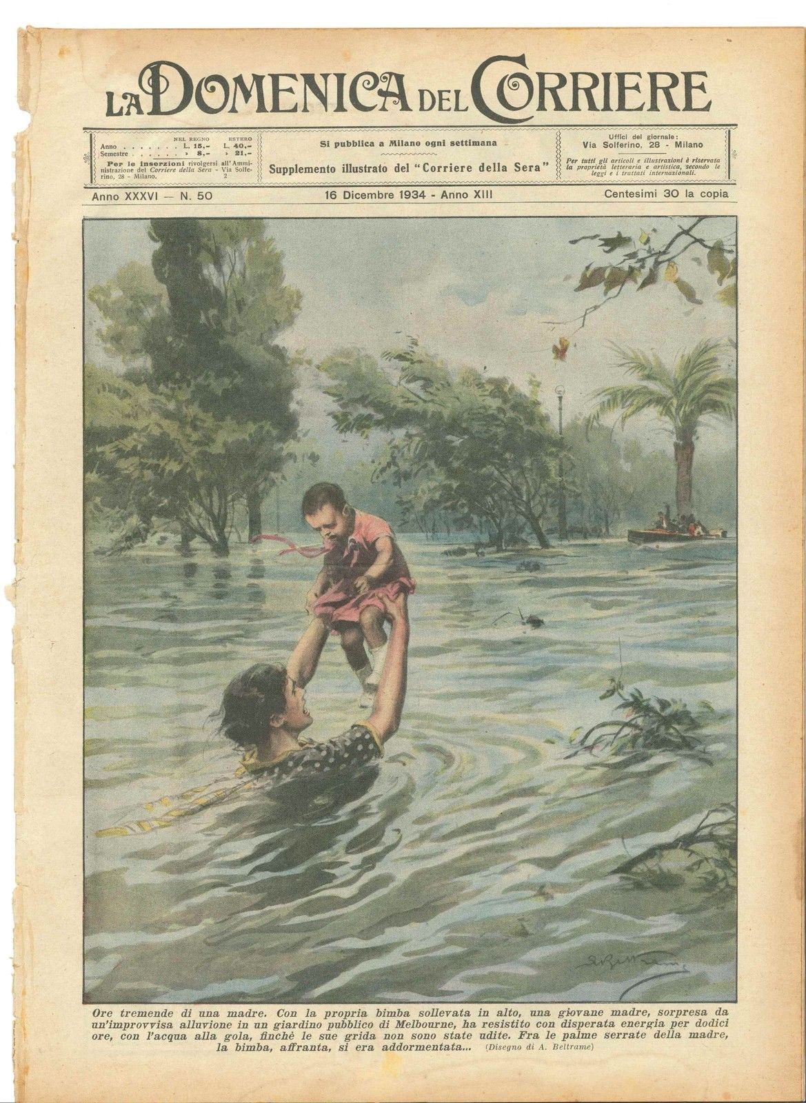 DOMENICA DEL CORRIERE N 50 - 16 DICEMBRE 1934 - ILL. A. BELTRAME