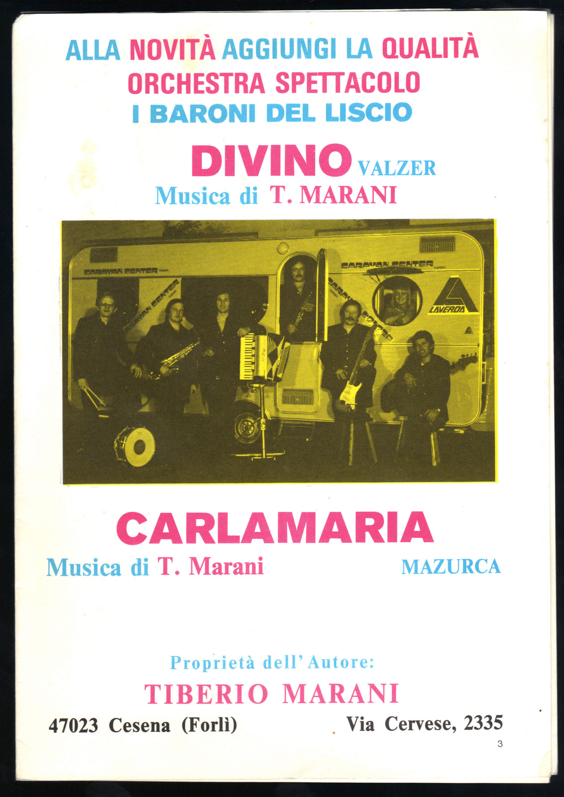 DIVINO- CARLAMARIA T. Marani - Orch. 'I BARONI DEL LISCIO' -- SPARTITO