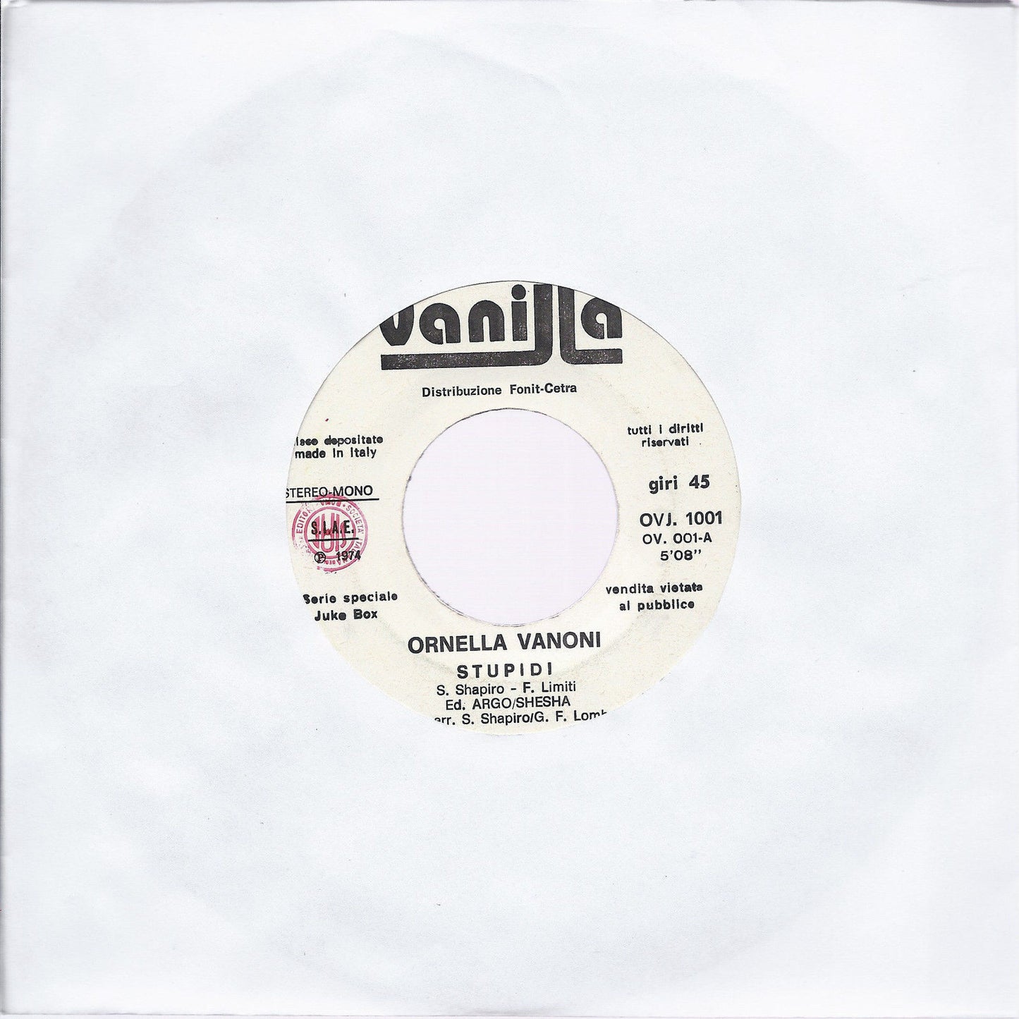 STUPIDI # ORNELLA VANONI -- CHE SETTIMANA # PAF -- Edizione per Juke Box