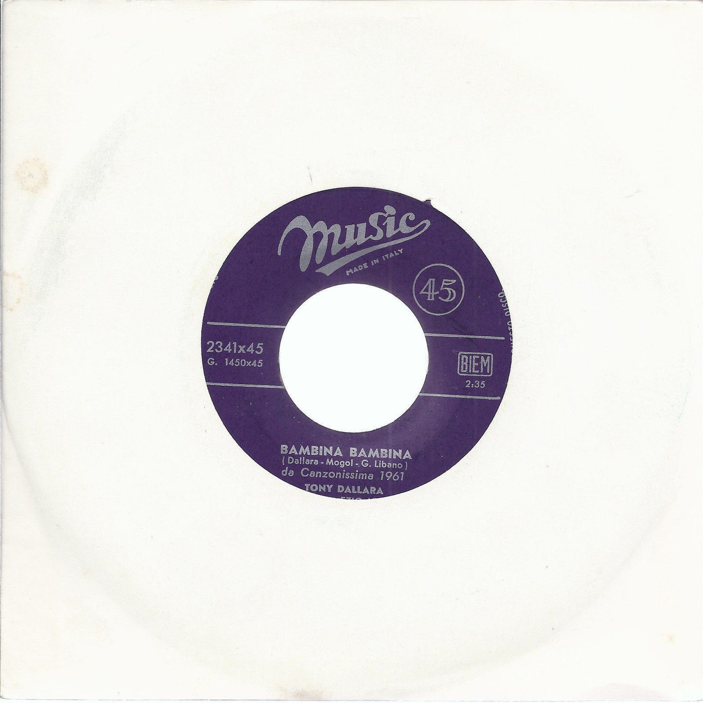 BAMBINA BAMBINA - COME TE # TONY DALLARA - Canzonissima 1961