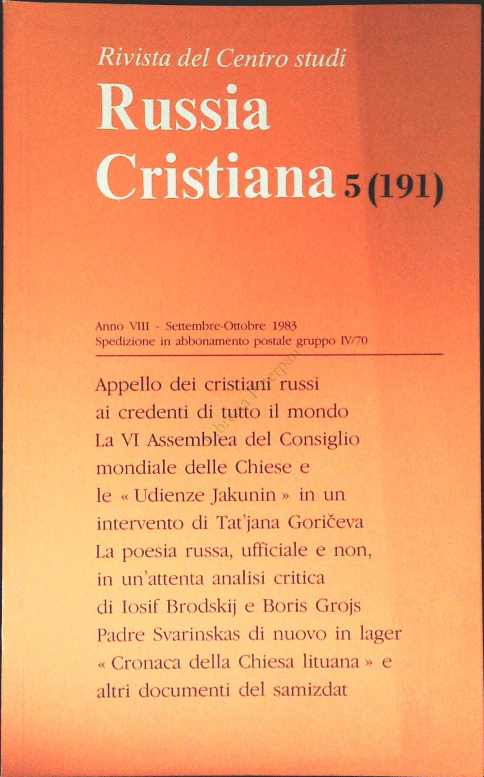 RUSSIA CRISTIANA N. 191 - SETTEMBRE-OTTOBRE 1983