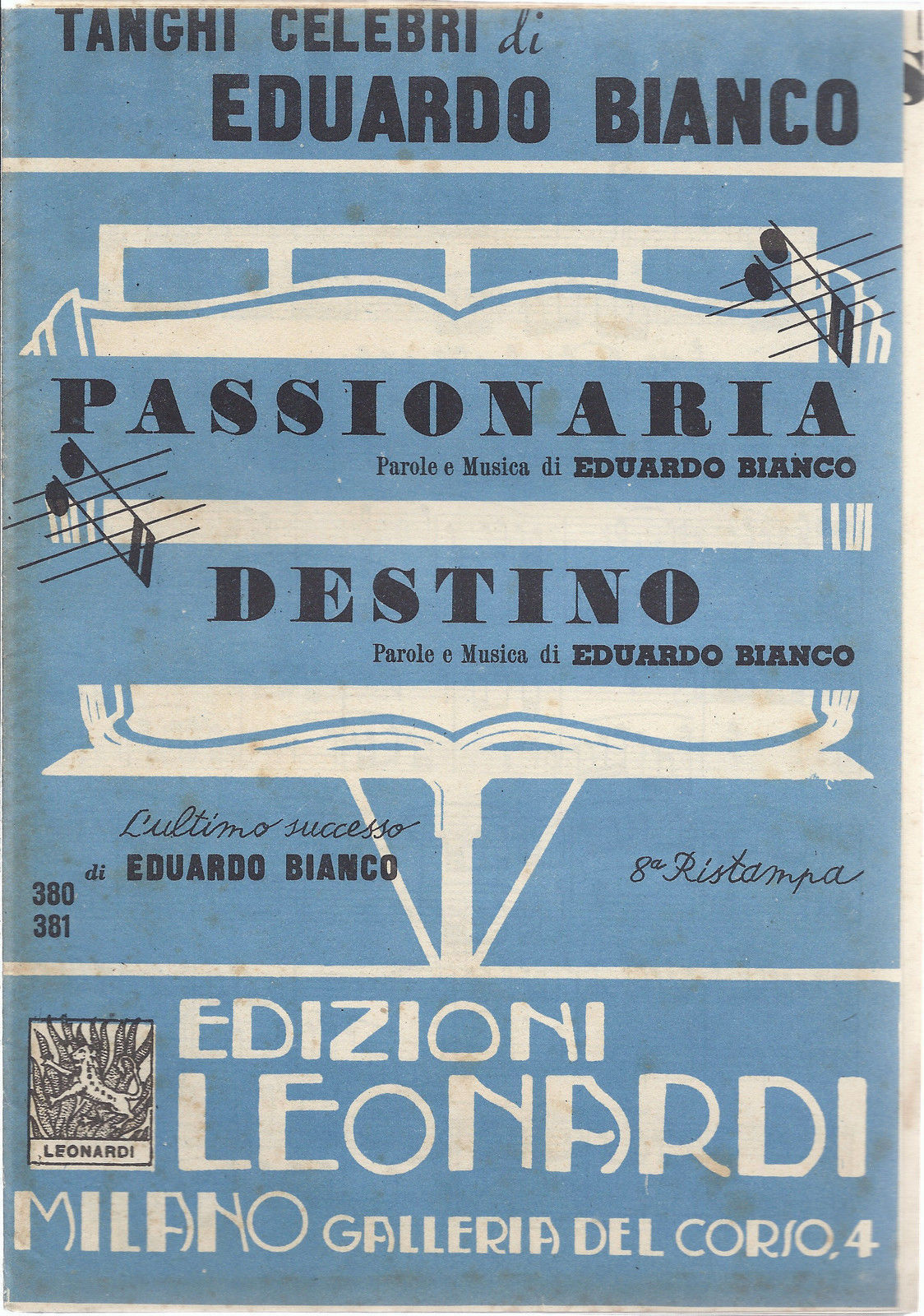 PASSIONARIA - DESTINO # SPARTITO - Tanghi celebri di Eduardo Bianco