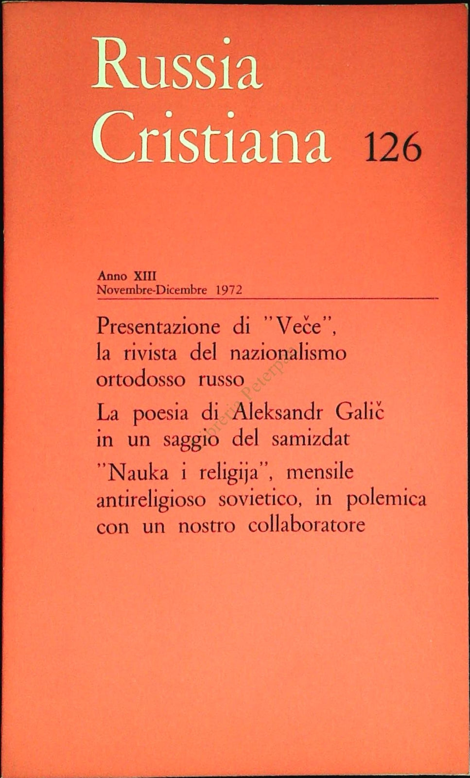 RUSSIA CRISTIANA N. 126 - NOVEMBRE-DICEMBRE 1972
