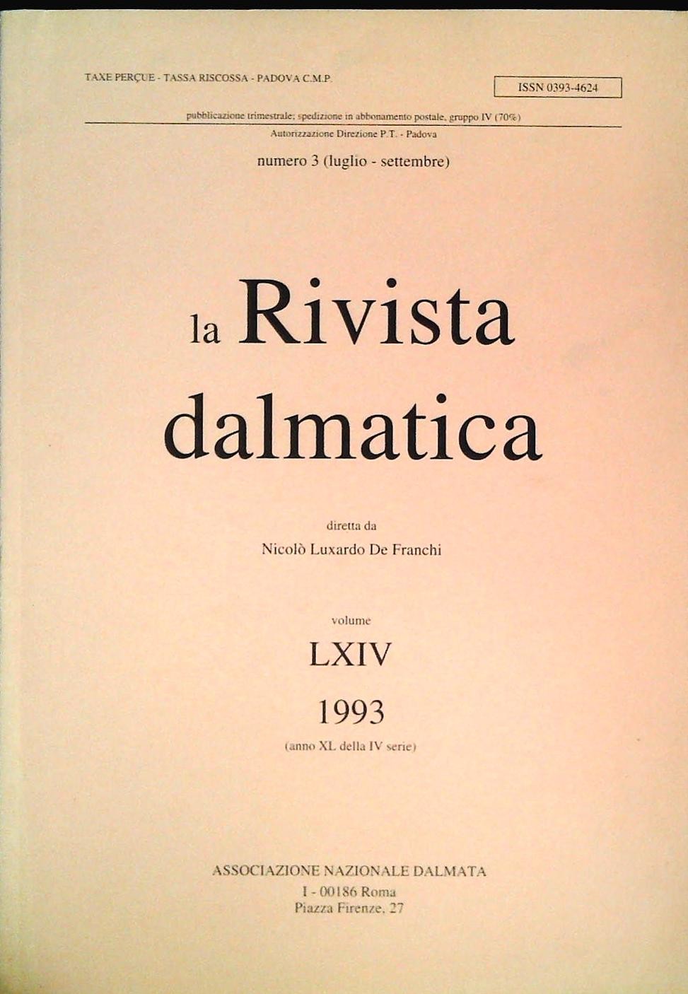 LA RIVISTA DALMATICA N. 64 - 1993