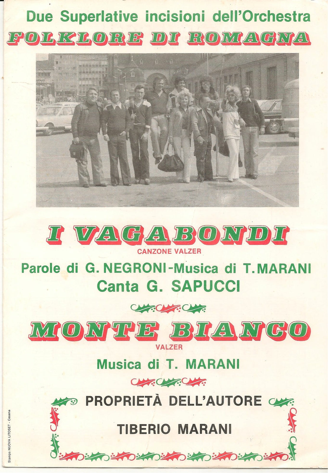 I VAGABONDI - MONTE BIANCO - FOLKLORE DI ROMAGNA-SPARTITO-SHEET MUSIC