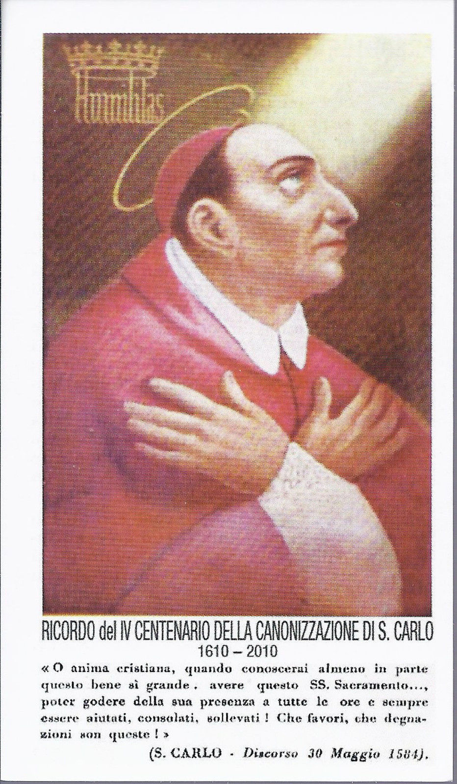 S. CARLO - RICORDO DEL IV CENTENARIO DELLA CANONIZZAZIONE -