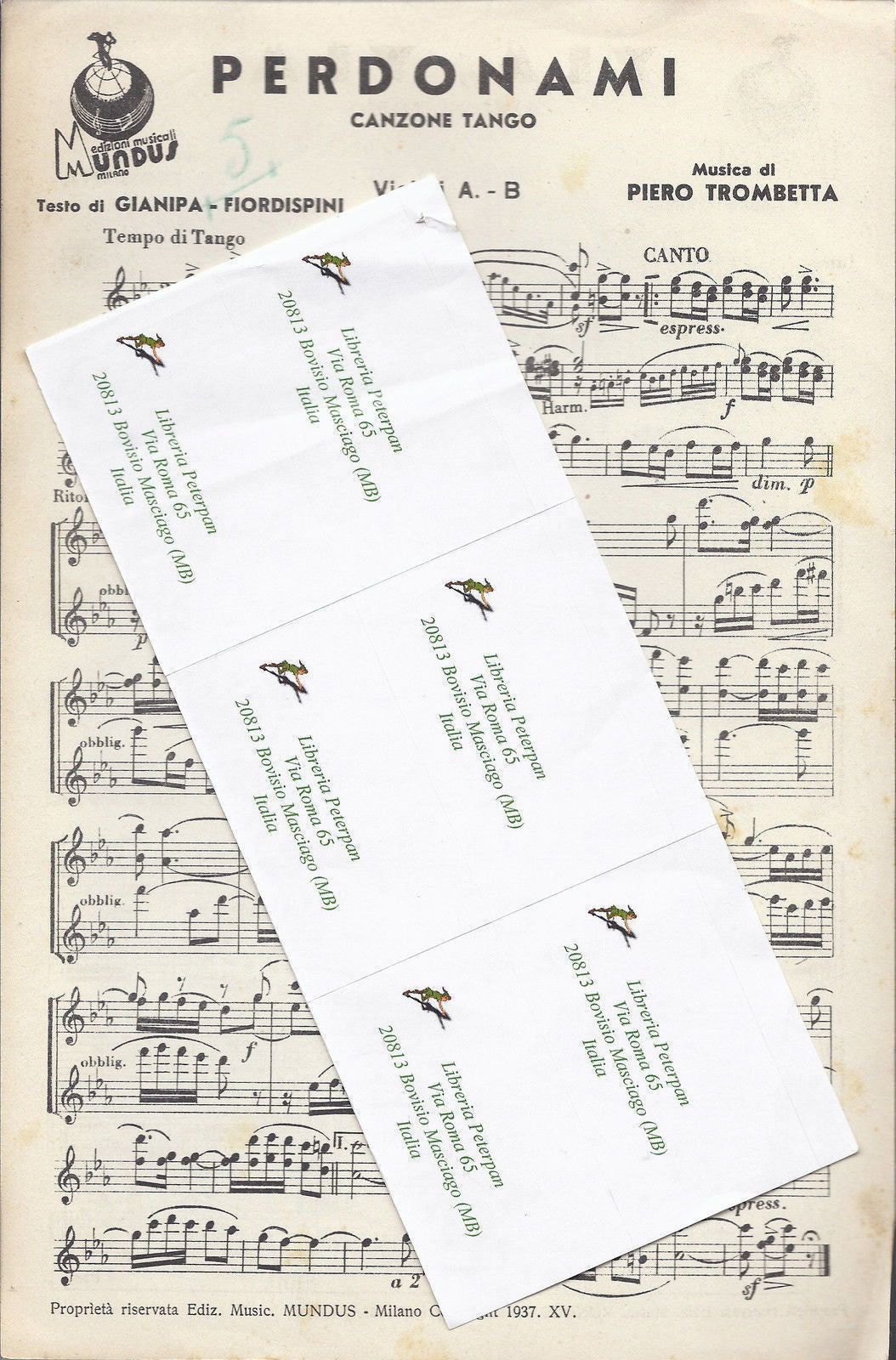 PERDONAMI (Gianipa, Fiordispini - (Trombetta) - YLA, YLA (Trombetta) SPARTITO