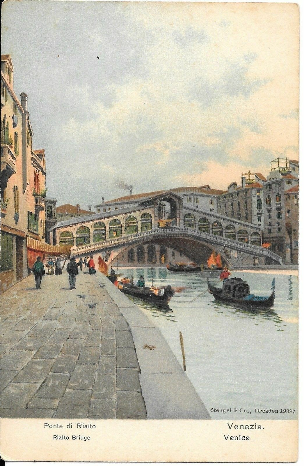 VENEZIA - PONTE DI RIALTO - NV - DISEGNATA E ACQUERELLATA