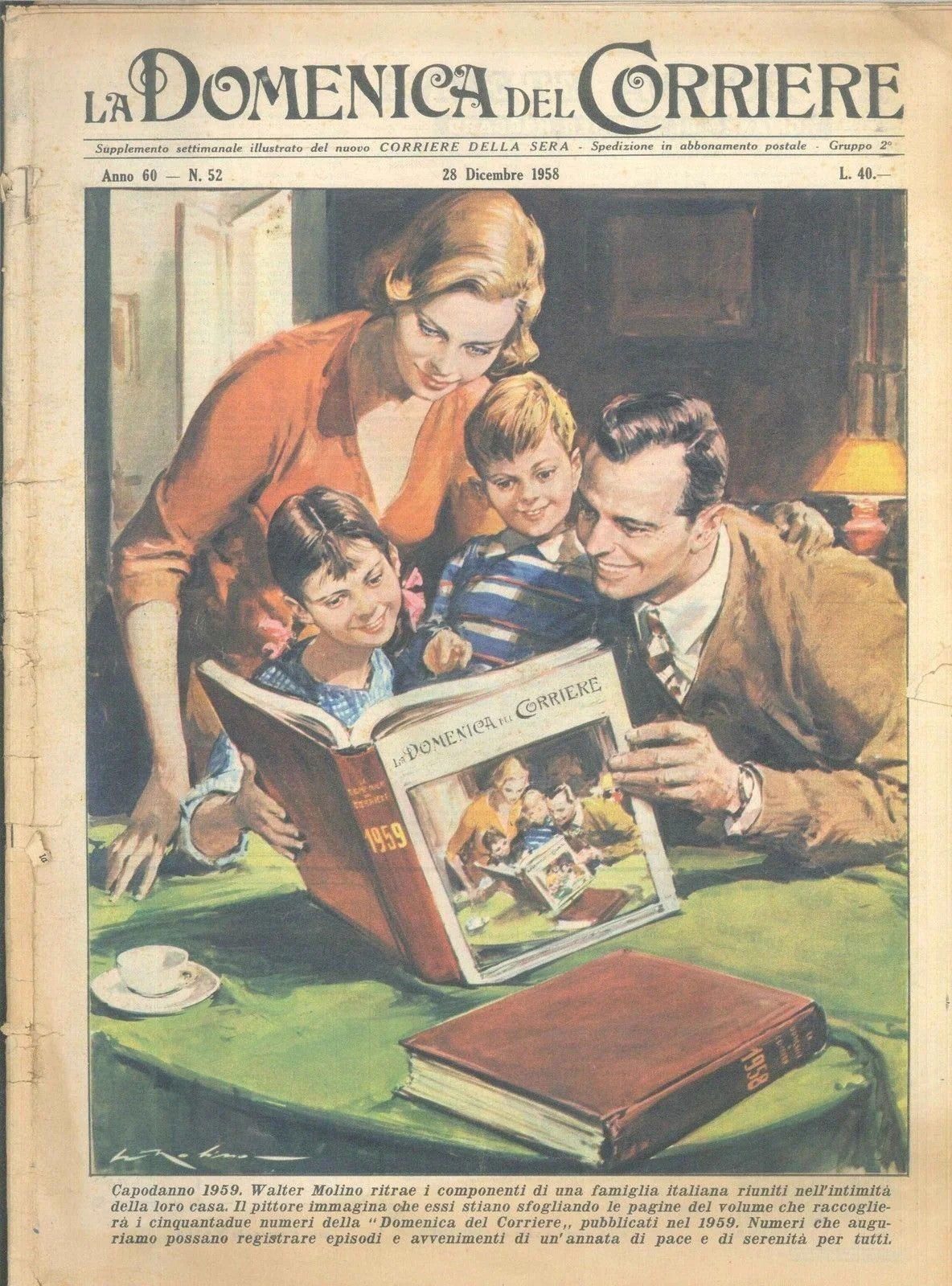 DOMENICA DEL CORRIERE N 52 -28 DICEMBRE 1958 - ILL. WALTER MOLINO