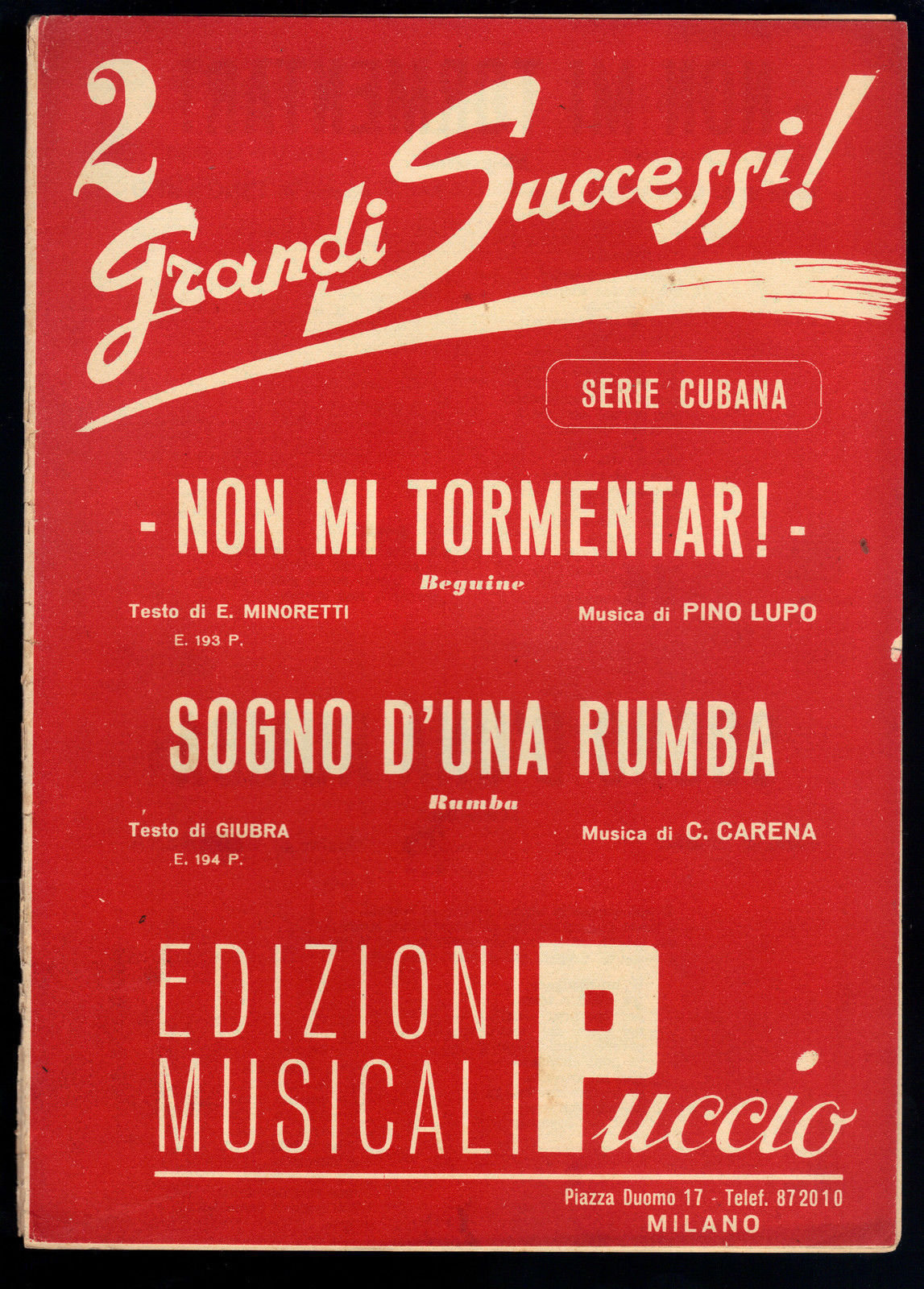 NON MI TORMENTAR (Minoretti-Lupo) - SOGNO DI UNA RUMBA (Giubra-Carena)# SPARTITO