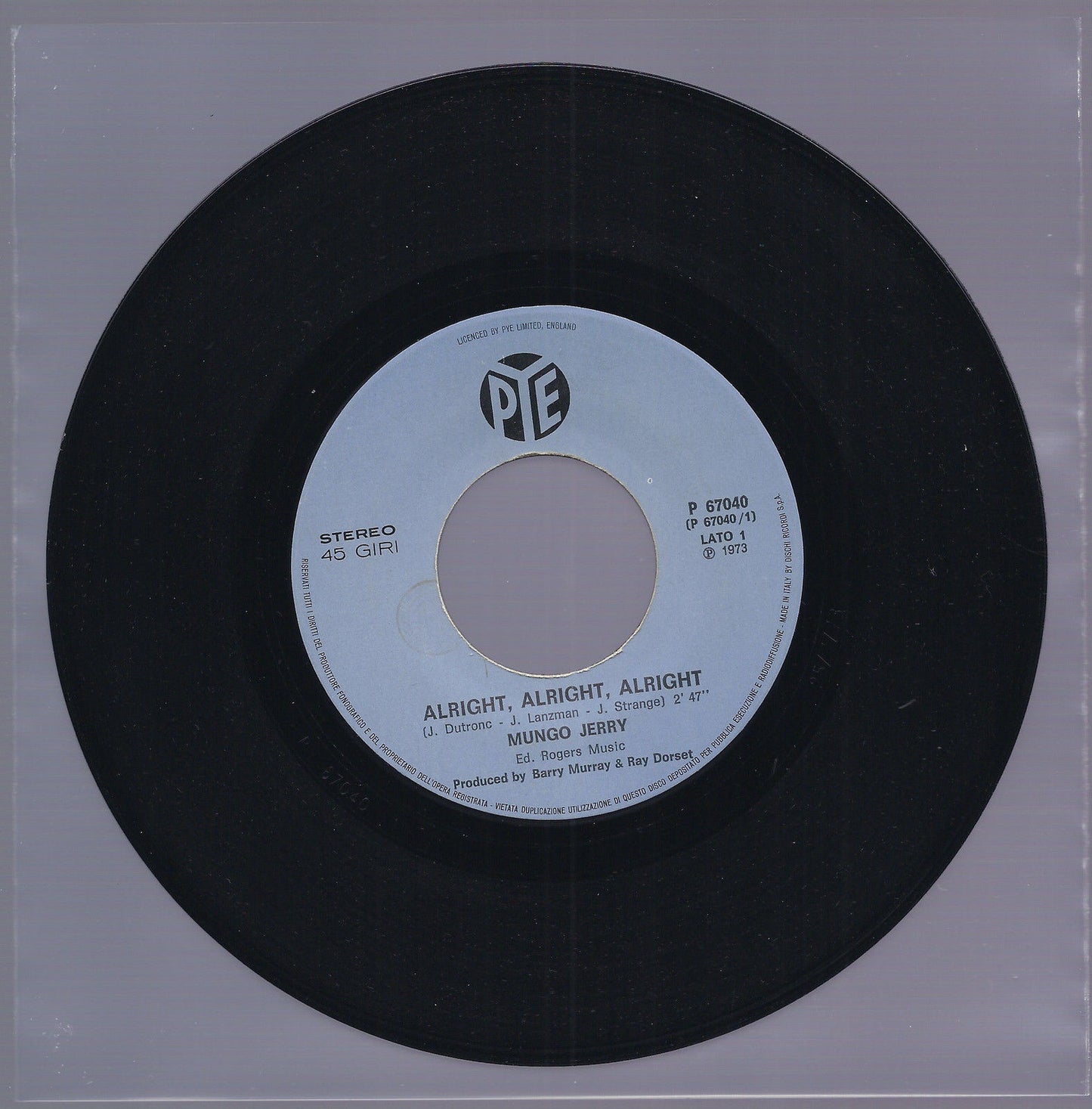 ALRIGHT, ALRIGHT, ALRIGHT - LITTLE MISS HIPSHAKE == MUNGO JERRY