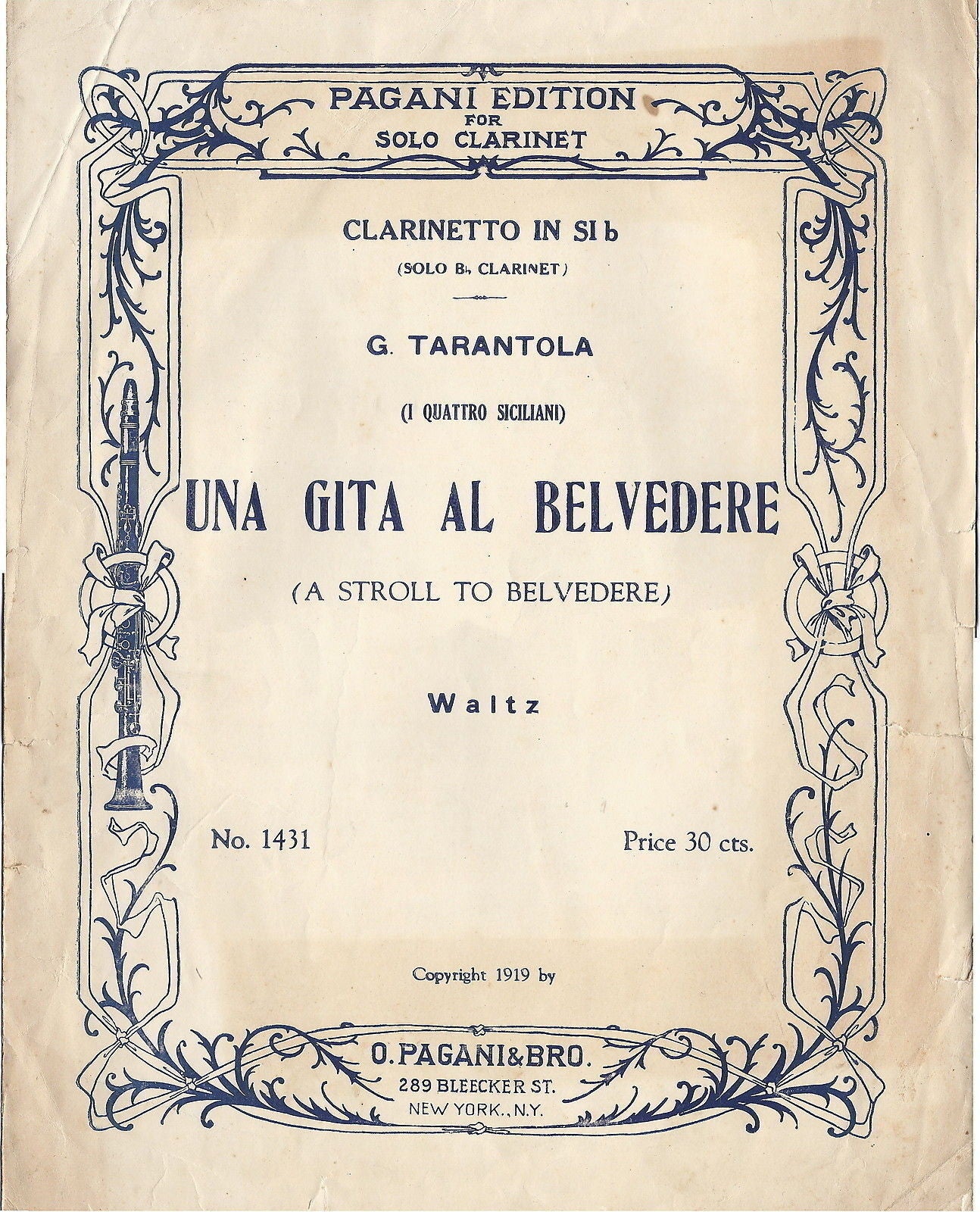 UNA GITA AL BELVEDERE (A Stroll to Belvedere) G. Tarantola # SPARTITO Pagani Ed