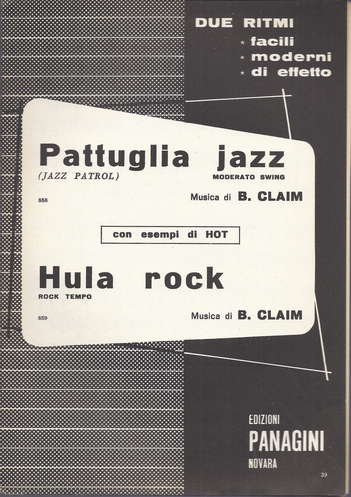 PATTUGLIA JAZZ ( JAZZ PATROL ) - HULA ROCK B. Claim # SPARTITO - Ed. Panagini