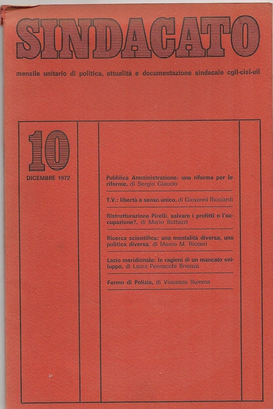 SINDACATO - DICEMBRE 1972