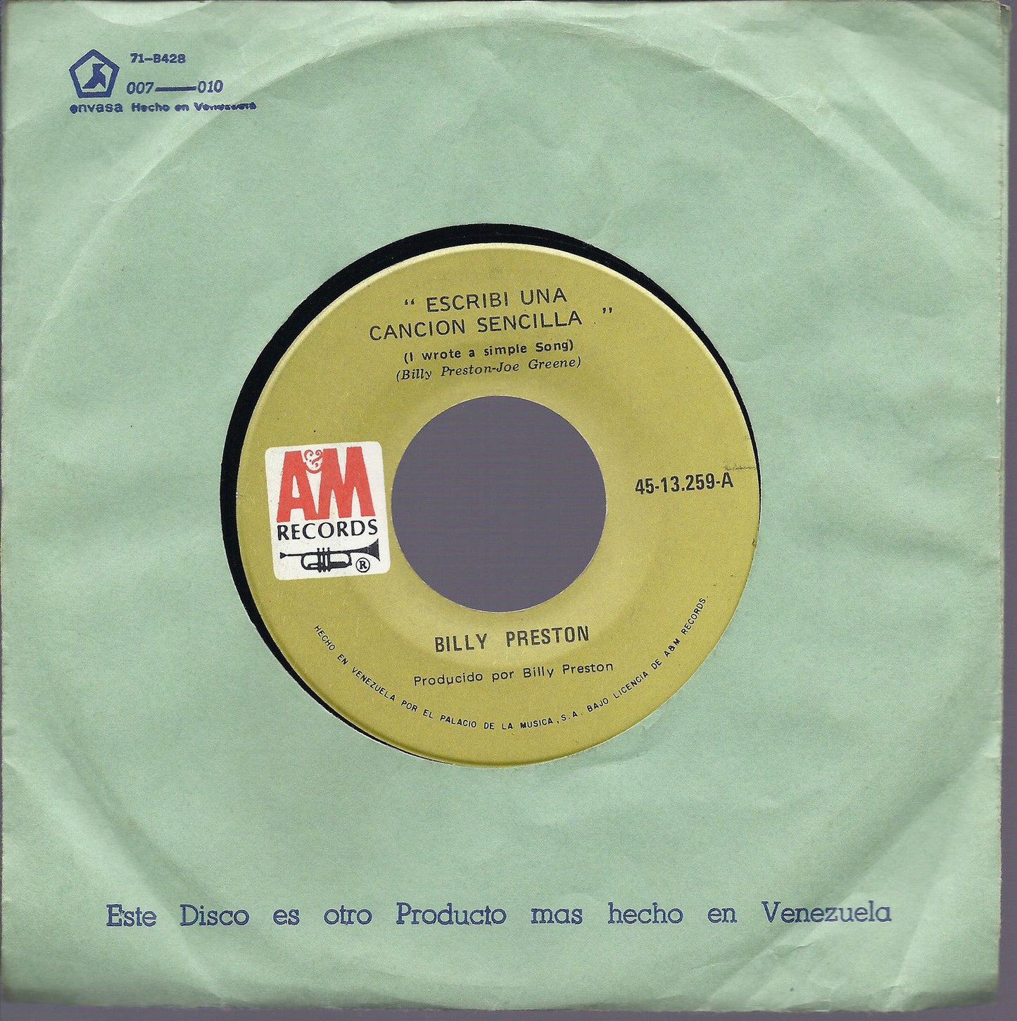 ESCRIBI UNA CANCION SENCILLA (I wrote a simple song) OUTA-SPACE # BILLY PRESTON