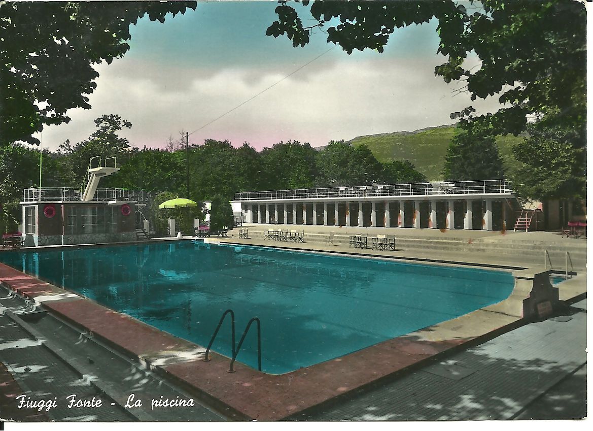 FIUGGI - LA PISCINA - ACQUERELLATA - V1957