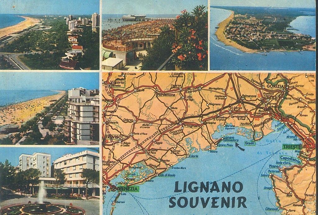 LIGNANO - 5 VEDUTE CON CARTINA - V1979