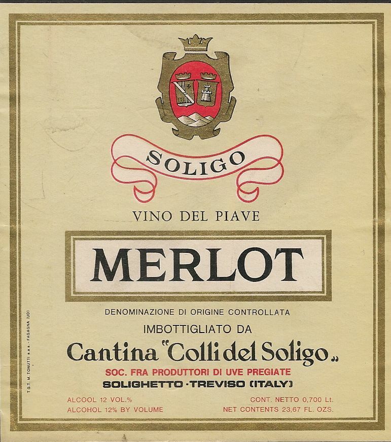 MERLOT - CANTINA COLLI DEL SOLIGO - ETICHETTA VINO