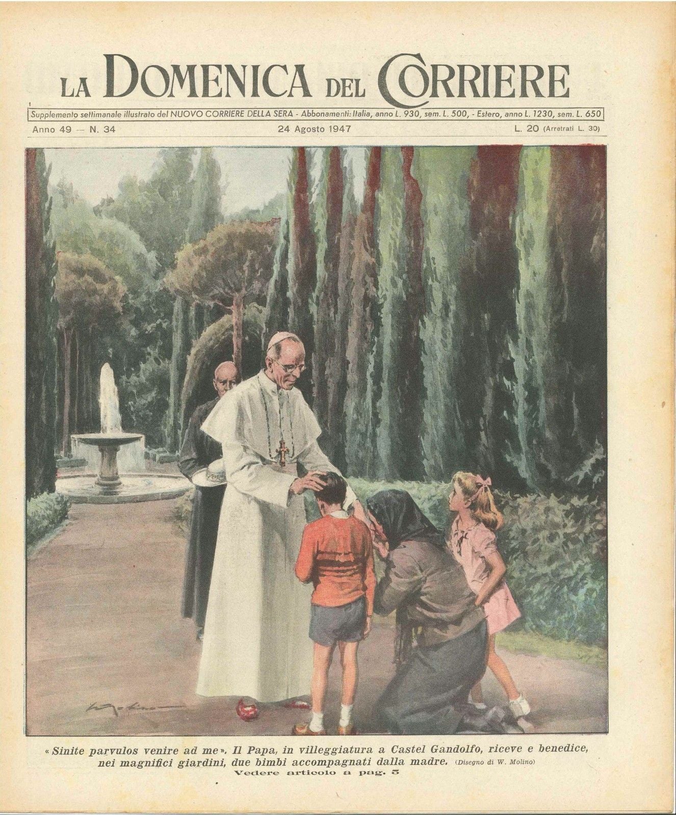 DOMENICA DEL CORRIERE N 34 - 24 AGOSTO 1947 - ILL. W. MOLINO