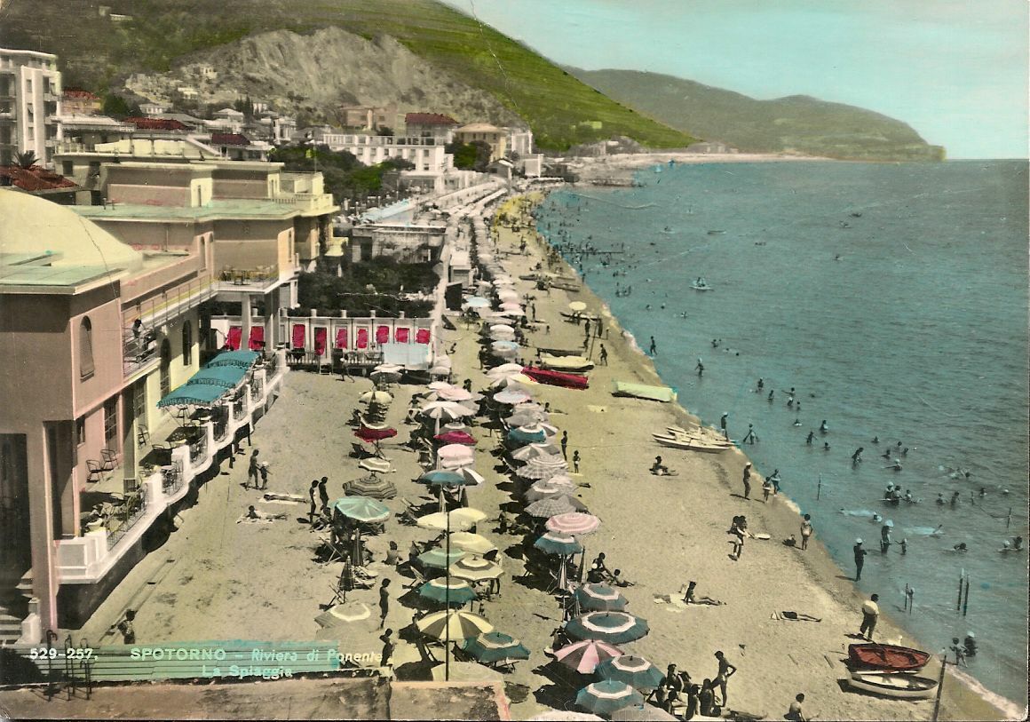 SPOTORNO - LA SPIAGGIA - ACQUARELLATA - V1962