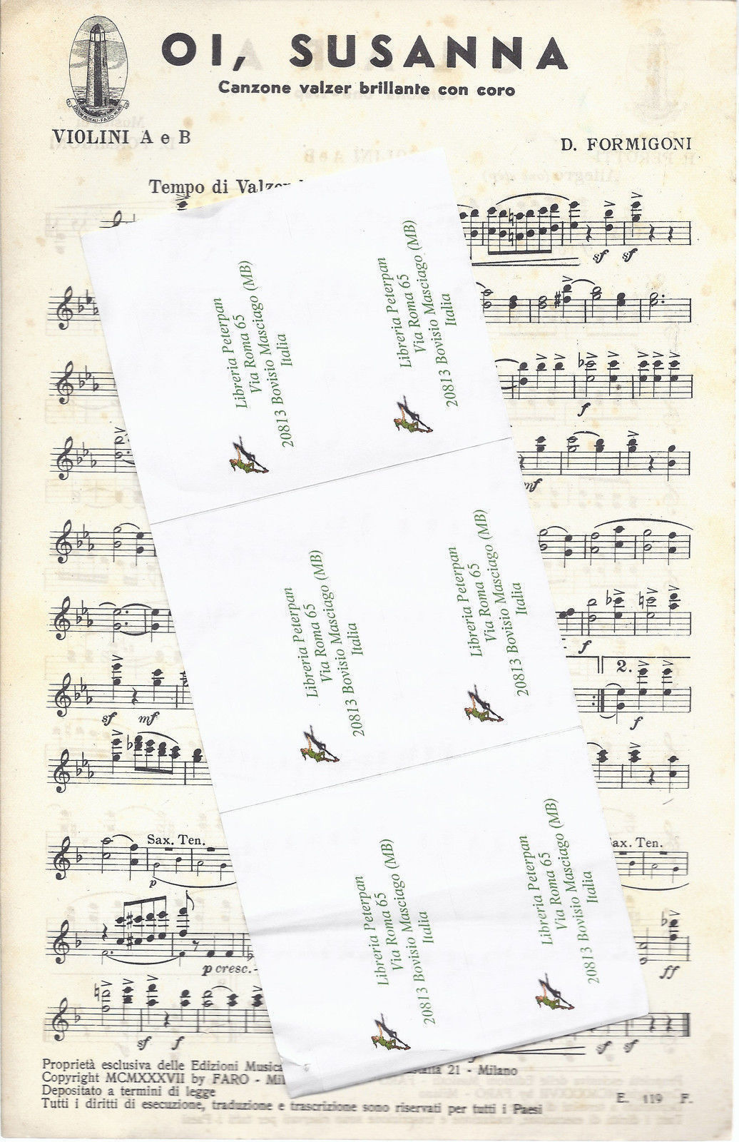 OI, SUSANNA - CLARA D. Formigoni # SPARTITO