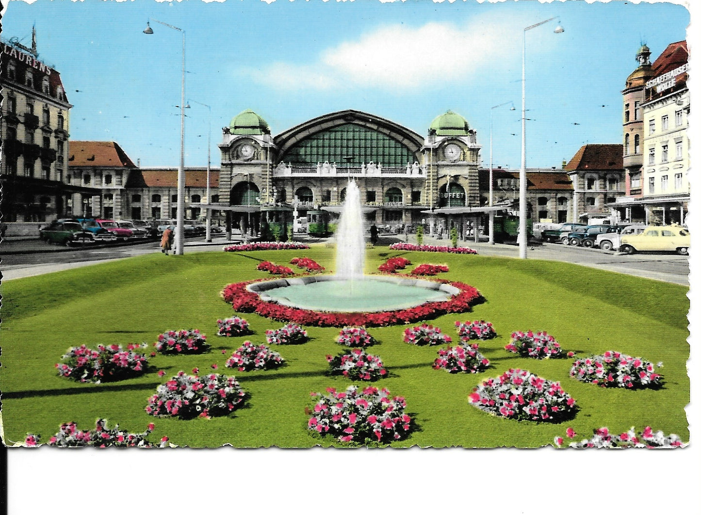 BASILEA/BASEL - STAZIONE FERROVIARIA/BAHNHOF SBB - ACQUARELLATA - V1959