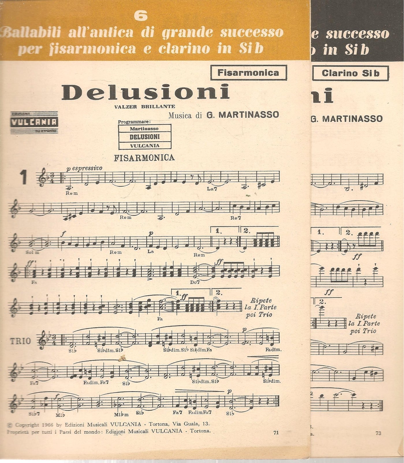BALLABILI PER FISARMONICA E CLARINO IN SIB-SEI BRANI - SPARTITO-SHEET MUSIC
