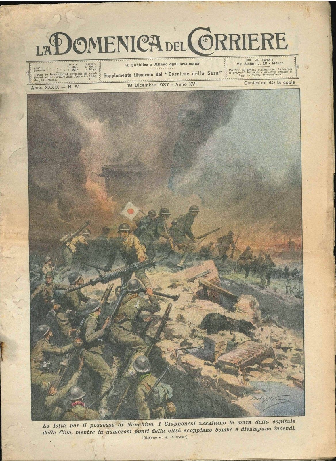 DOMENICA DEL CORRIERE N 51 - 19 DICEMBRE 1937 - ILL. A BELTRAME