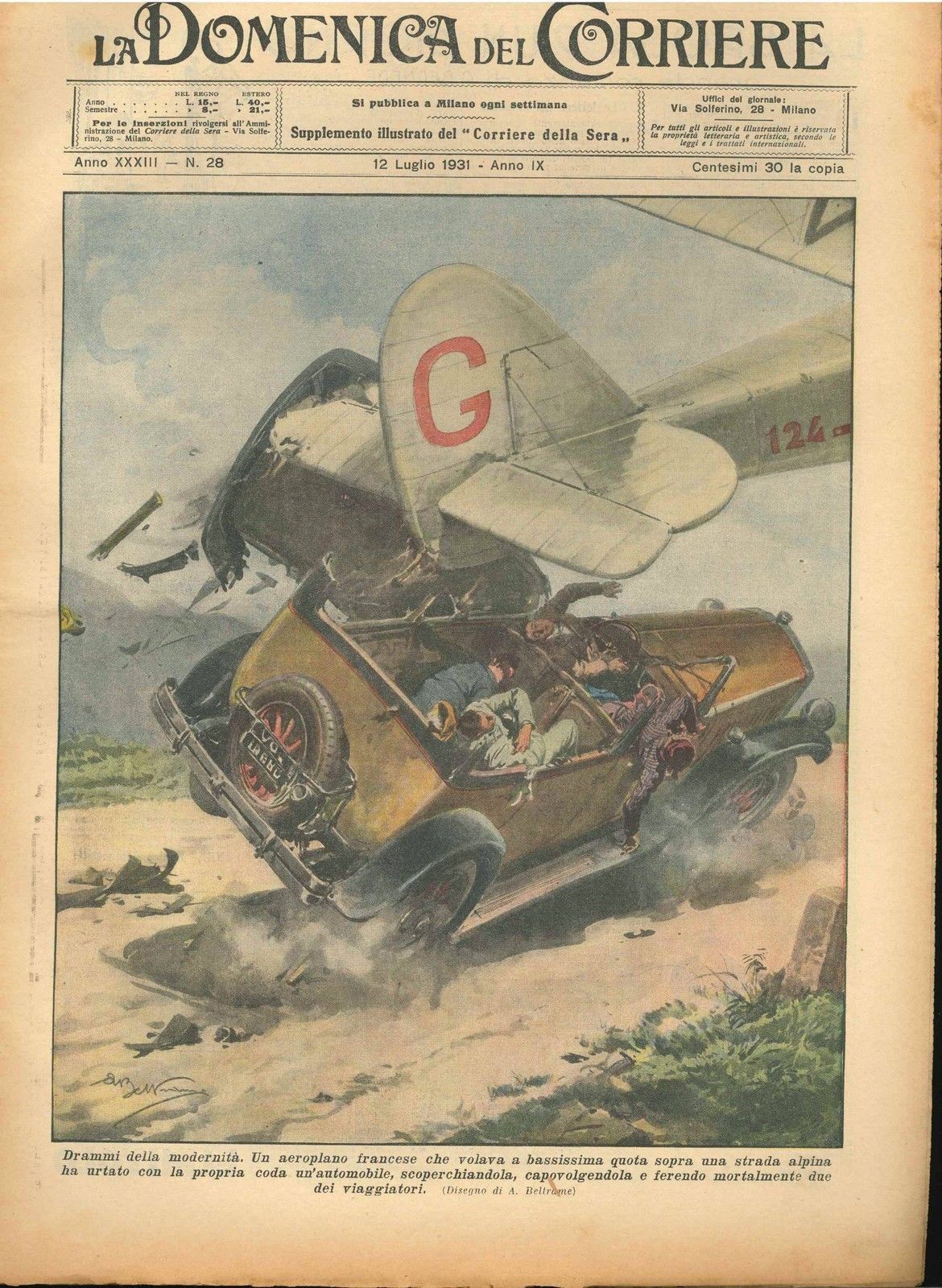 DOMENICA DEL CORRIERE N 28 - 12 LUGLIO 1931 - ILL. A. BELTRAME