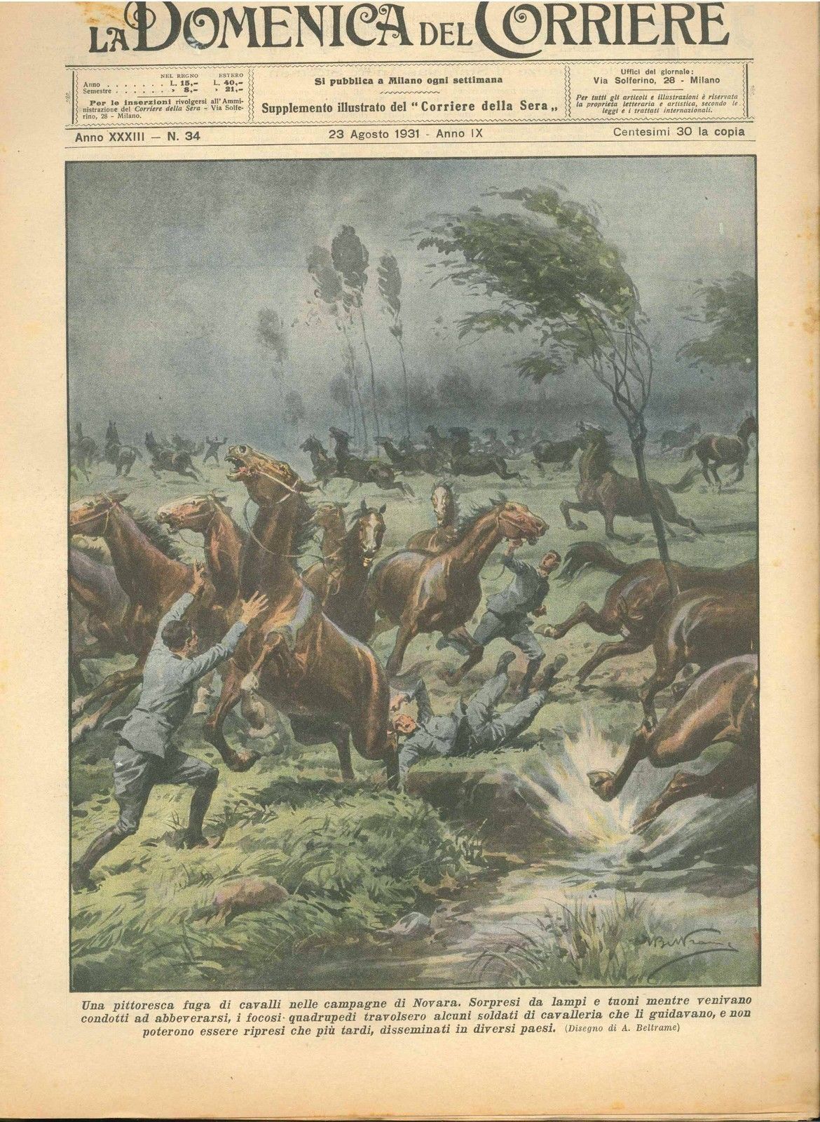 DOMENICA DEL CORRIERE N 34 - 23 AGOSTO 1931 - ILL. A. BELTRAME