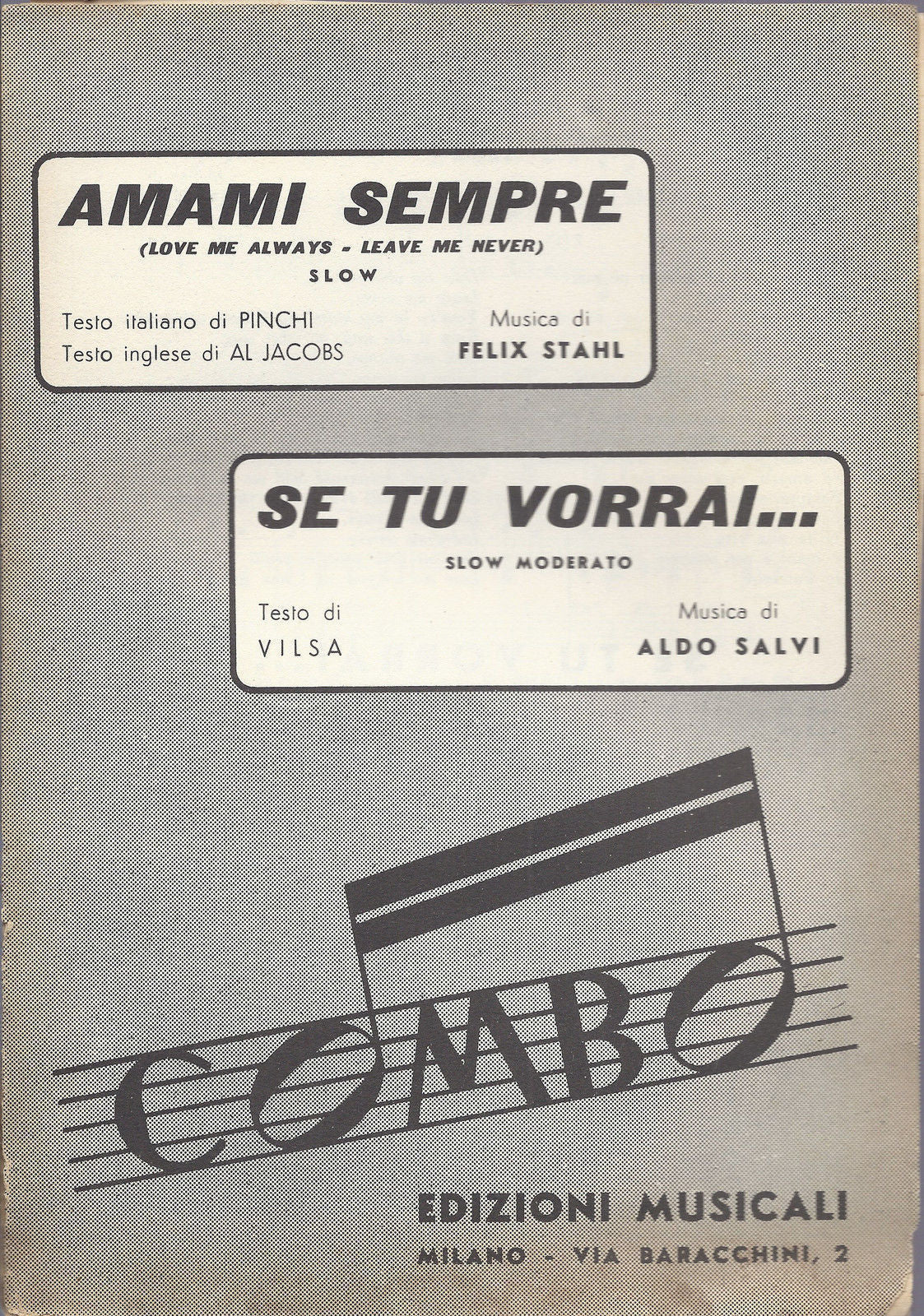 AMAMI SEMPRE ( LOVE ME ALWAYS.. ) F. Stahl - SE TU VORRAI... A. Salvi # SPARTITO