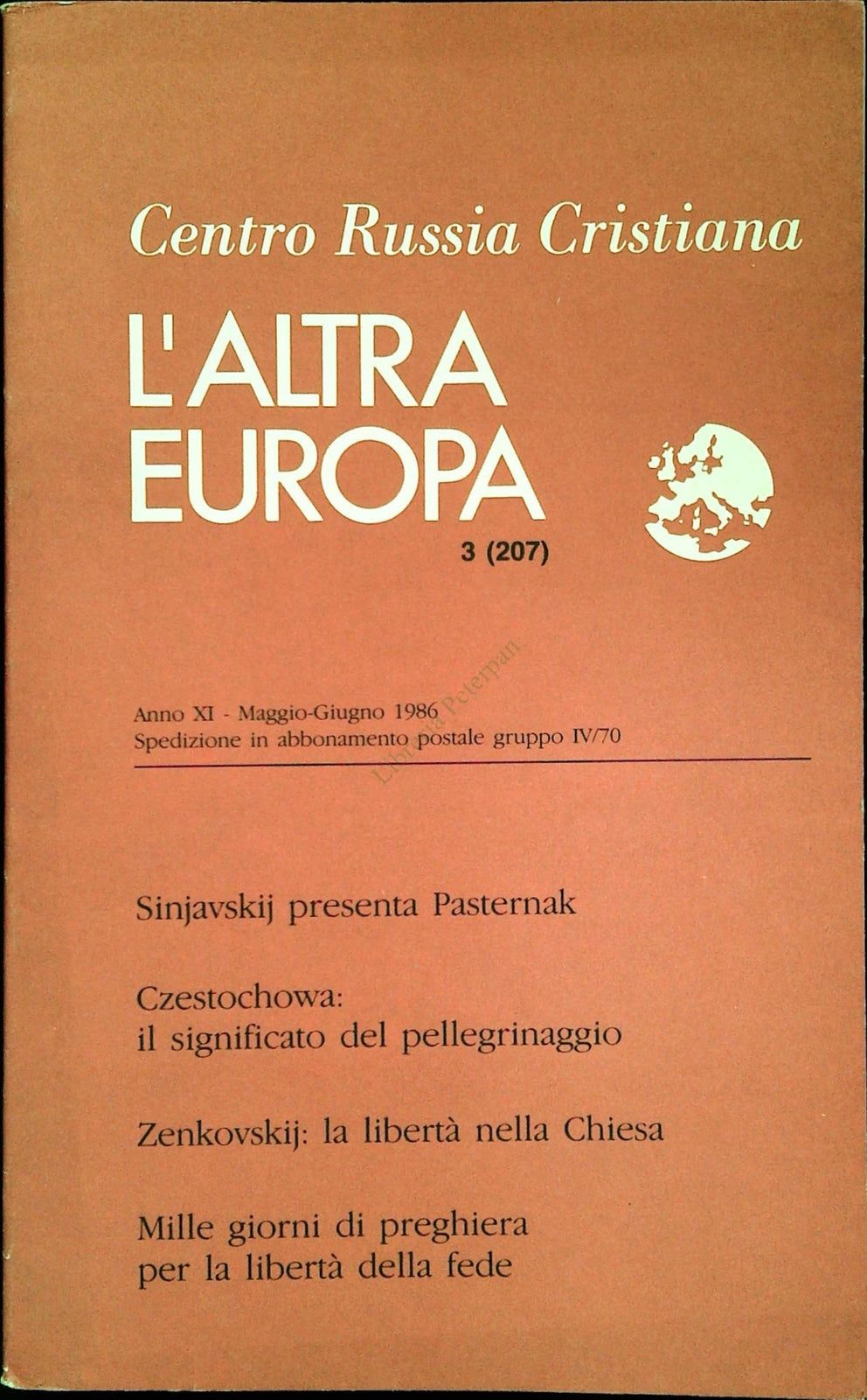 L'ALTRA EUROPA N. 207 - MAGGIO-GIUGNO 1986 - CENTRO RUSSIA CRISTIANA