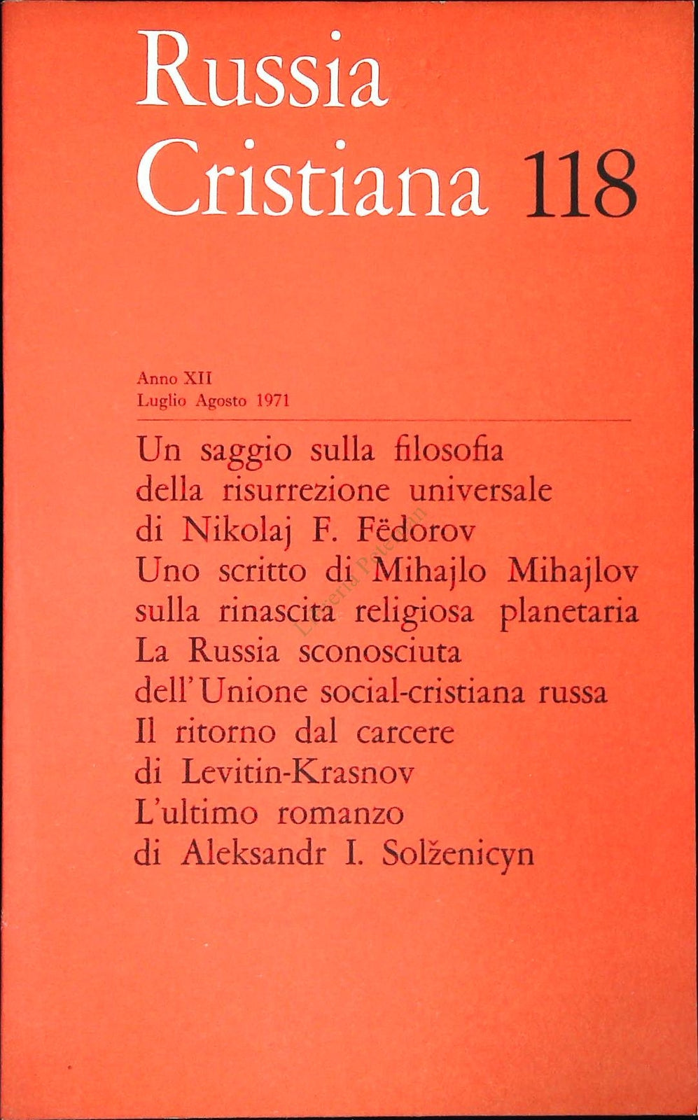 RUSSIA CRISTIANA N. 118 - LUGLIO AGOSATO 1971