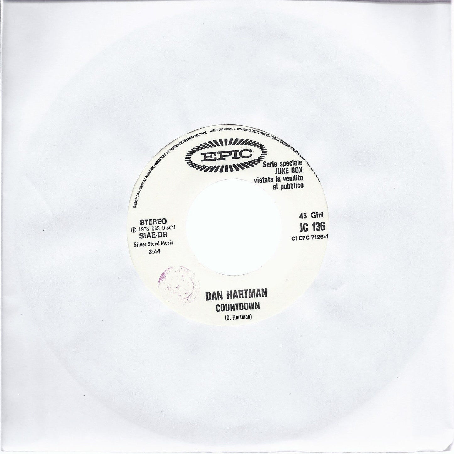 COUNTDOWN - THIS IS IT # DAN HARTMAN - Edizione per Juke Box