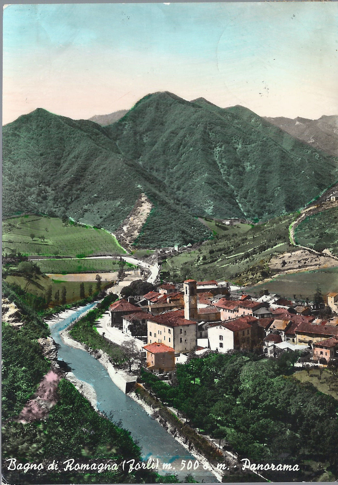 BAGNO DI ROMAGNA - PANORAMA - V 1960 - ACQUERELLATA