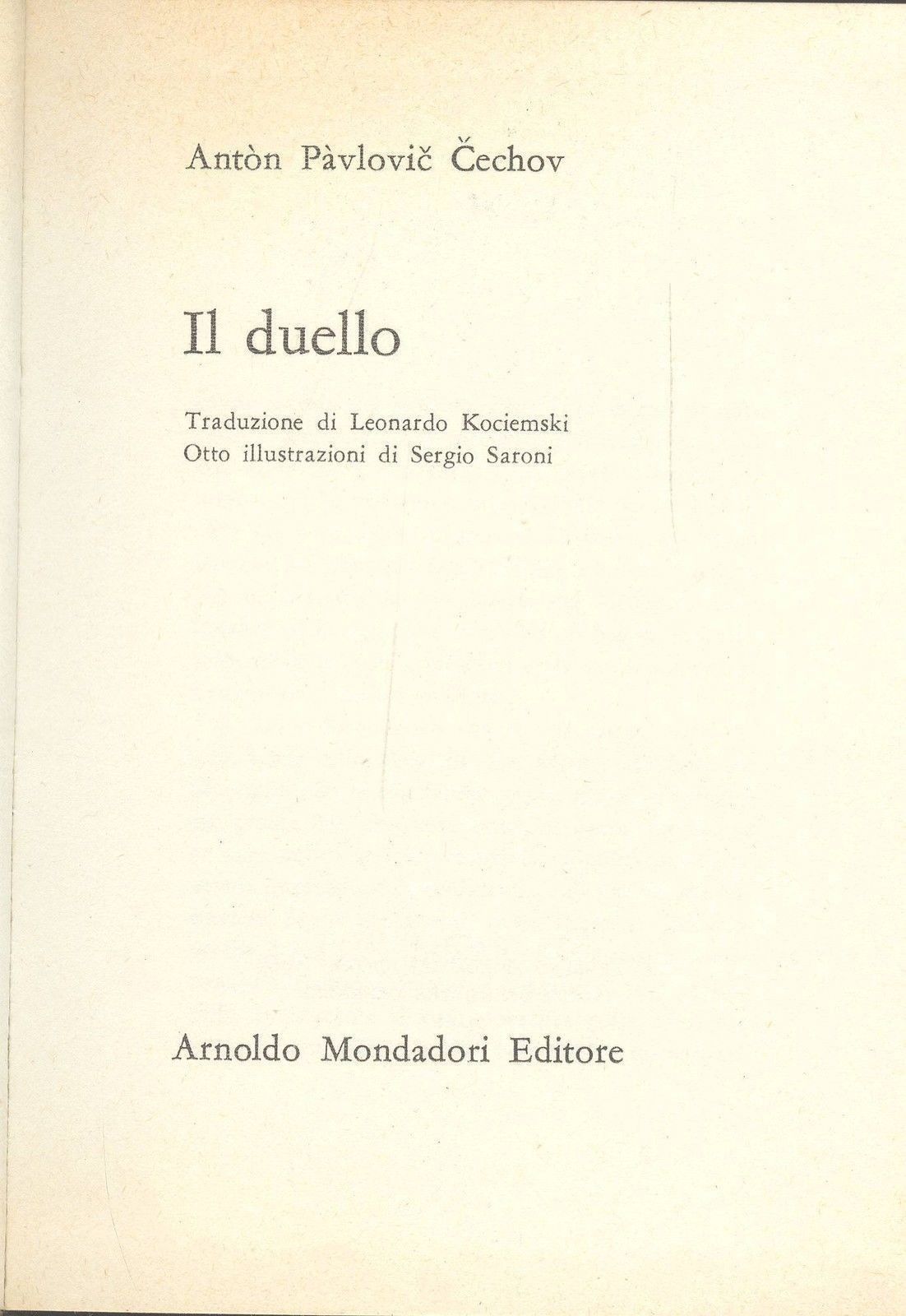 IL DUELLO - ANTON PAVLOVIC CECHOV - ED. MONDADORI FC