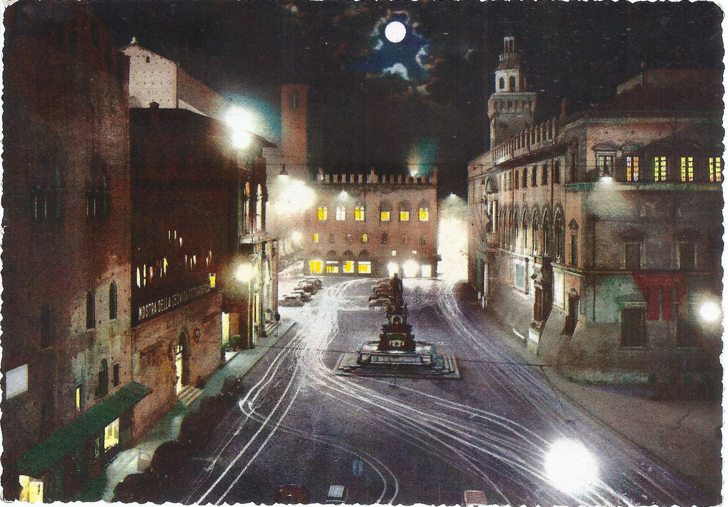 BOLOGNA - PIAZZA DEL NETTUNO - NOTTURNO - NV - FG - Acquarel