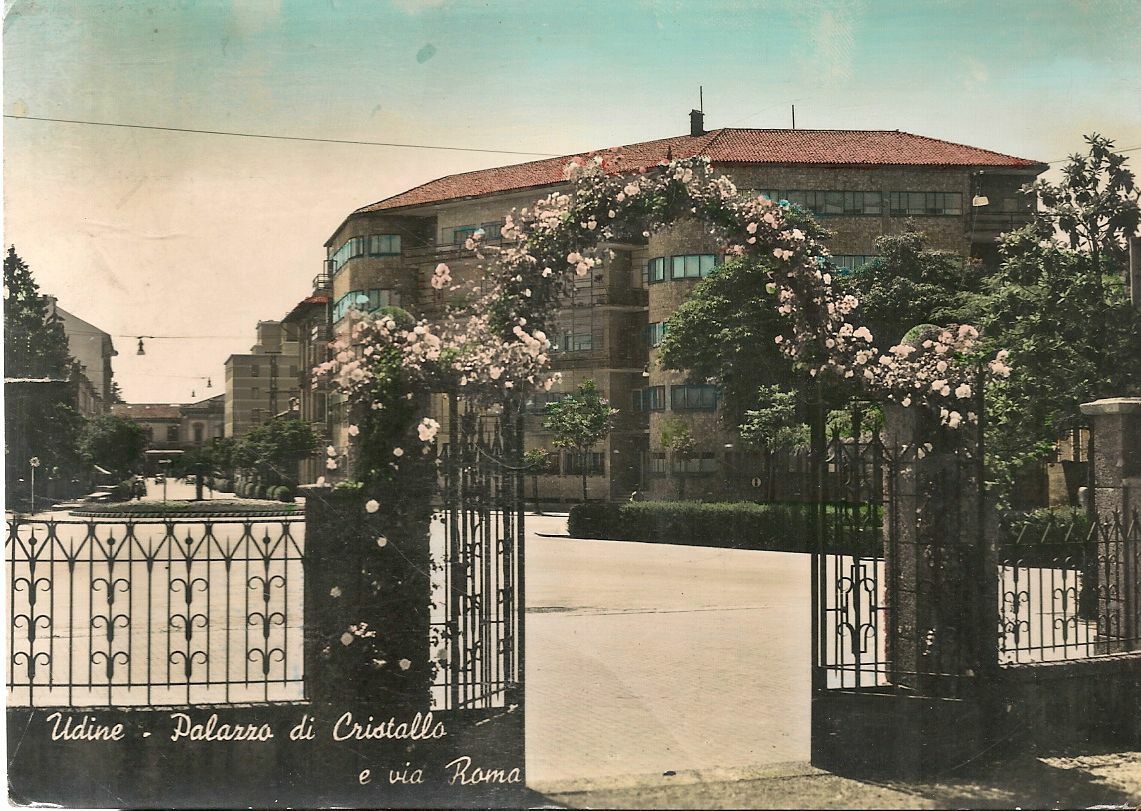 UDINE - PALAZZO DI CRISTALLO E VIA ROMA - V1953 - ACQUARELLATA