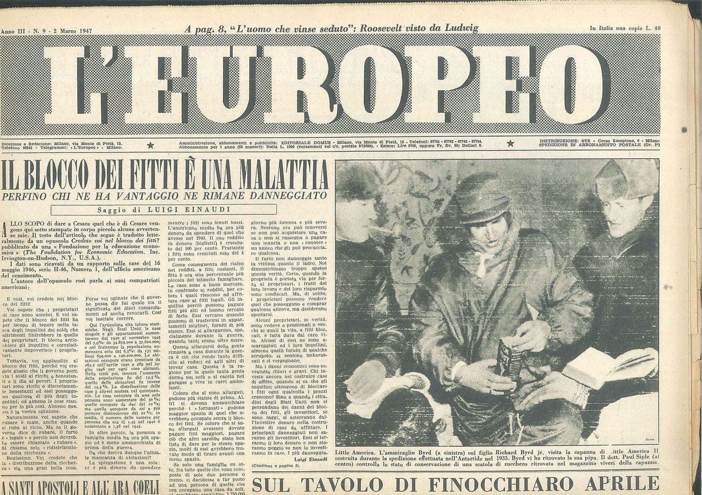 L'EUROPEO - ANO III° - N 9 - 2 MARZO 1947
