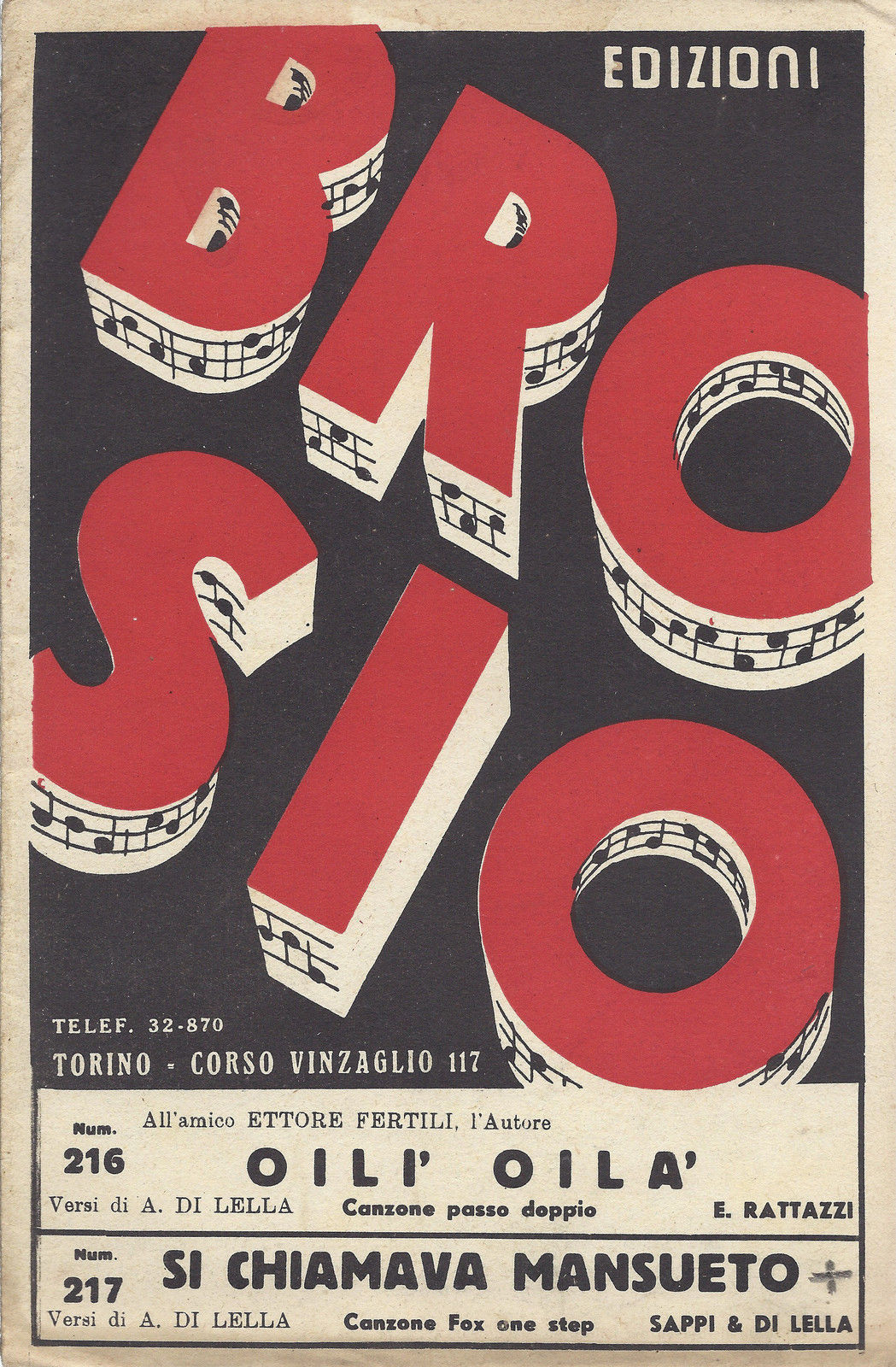 OILI' OILA' DiLella-Rattazzi - SI CHIAMAVA MANSUETO Sappi & Di Lella # SPARTITO