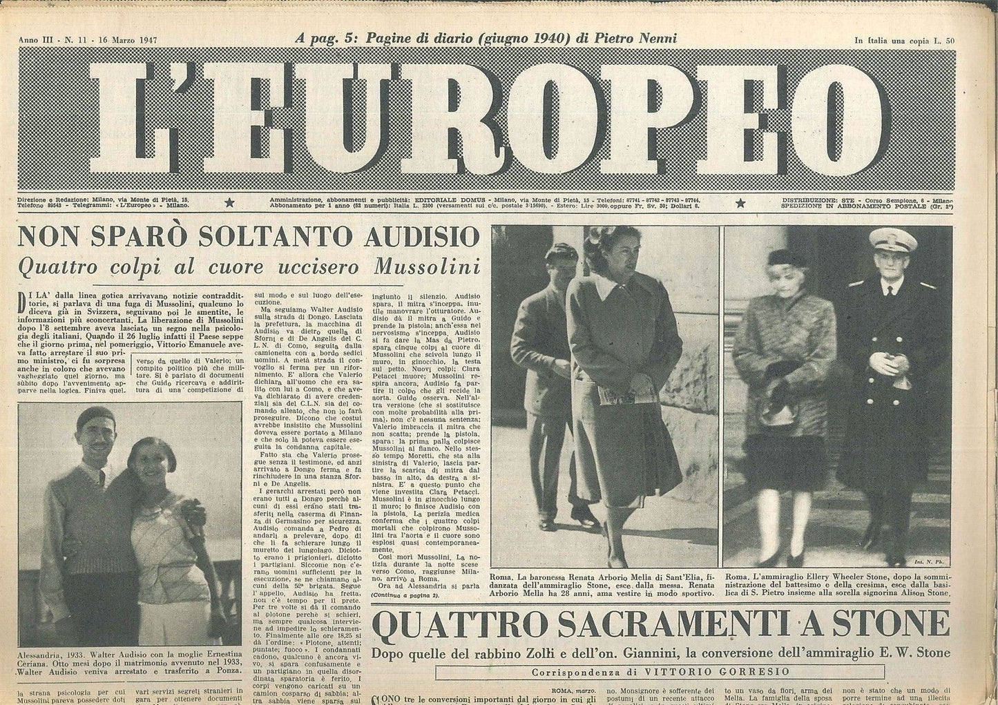 L'EUROPEO - ANO III° - N 11 - 16 MARZO 1947